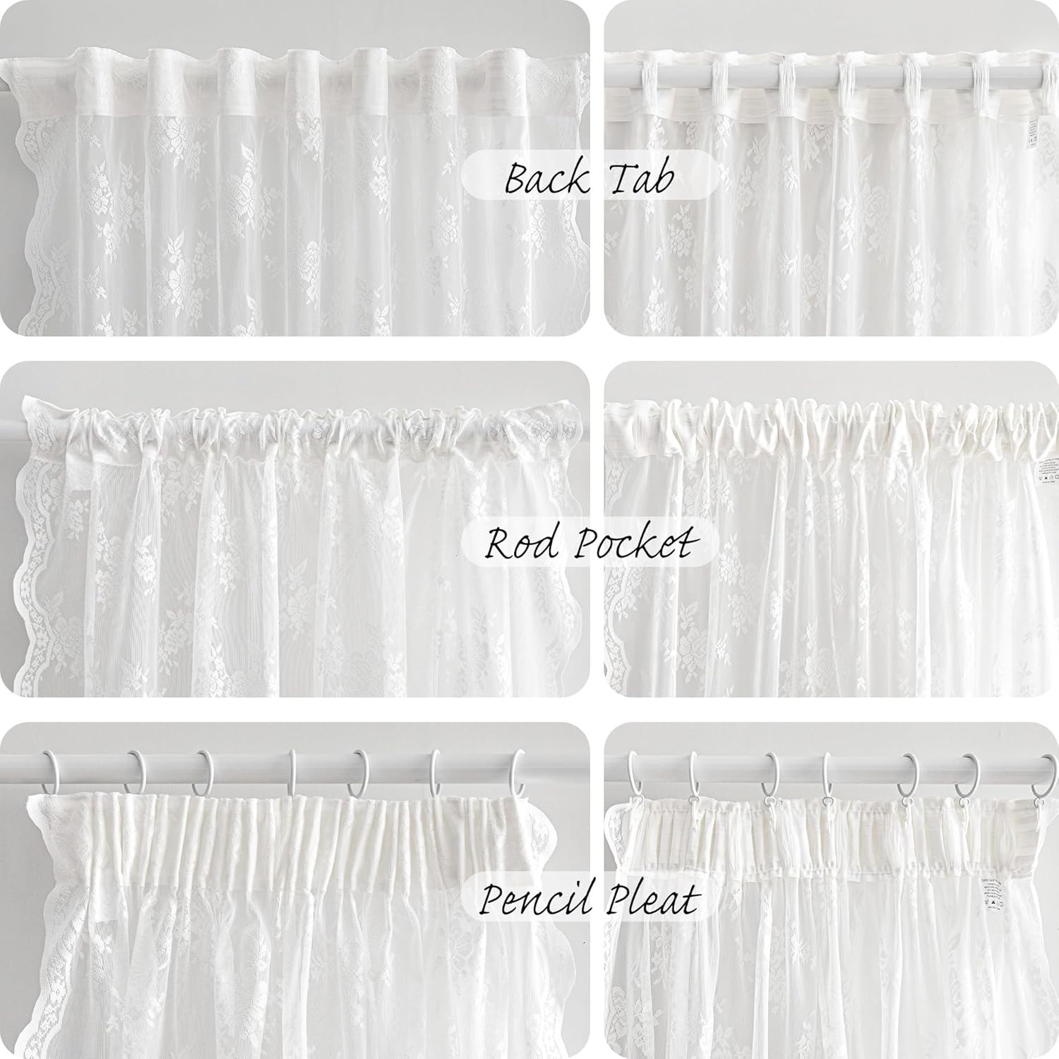 MEETSKY 84 Inch White Sheer Curtains 2 Panels