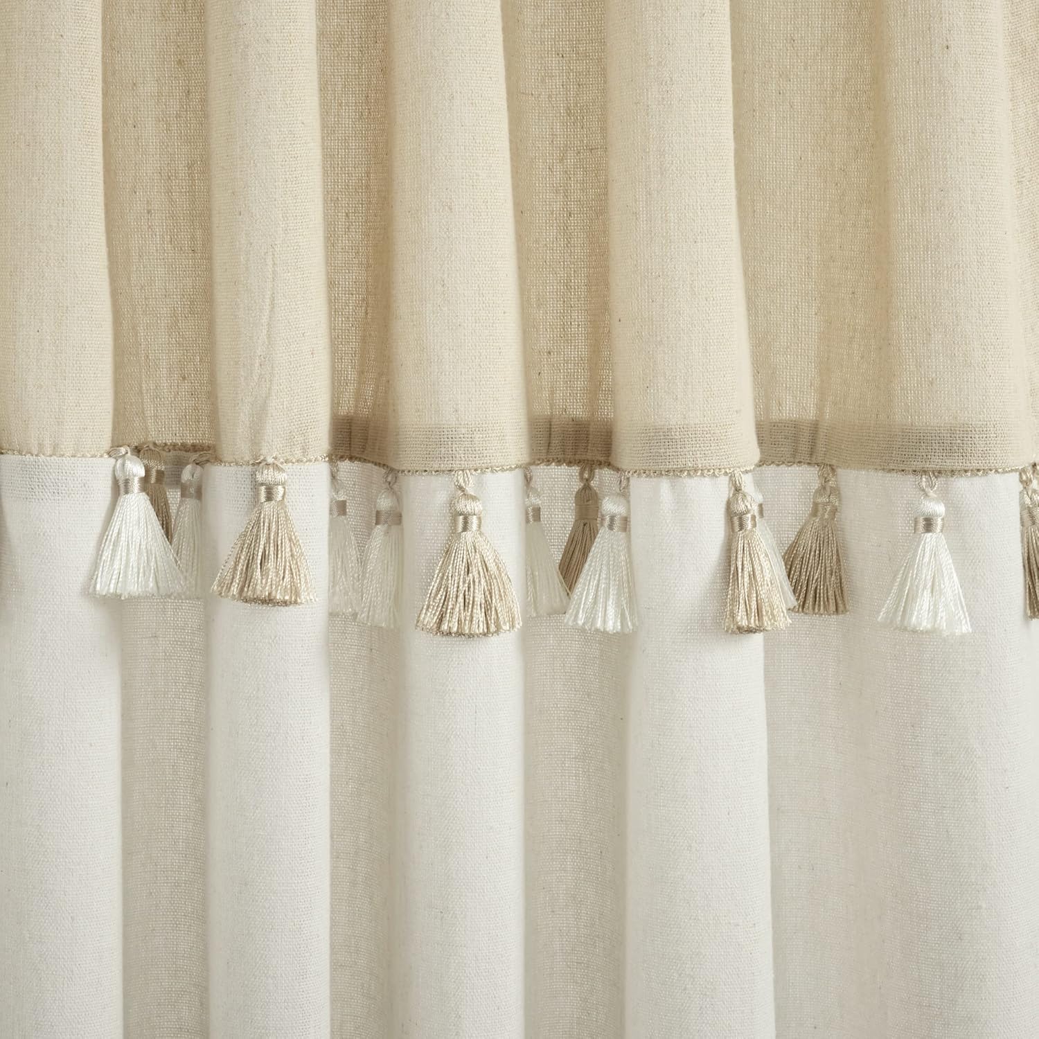 Lush Decor Boho Faux Linen Tassel Window Curtain Panels Pair