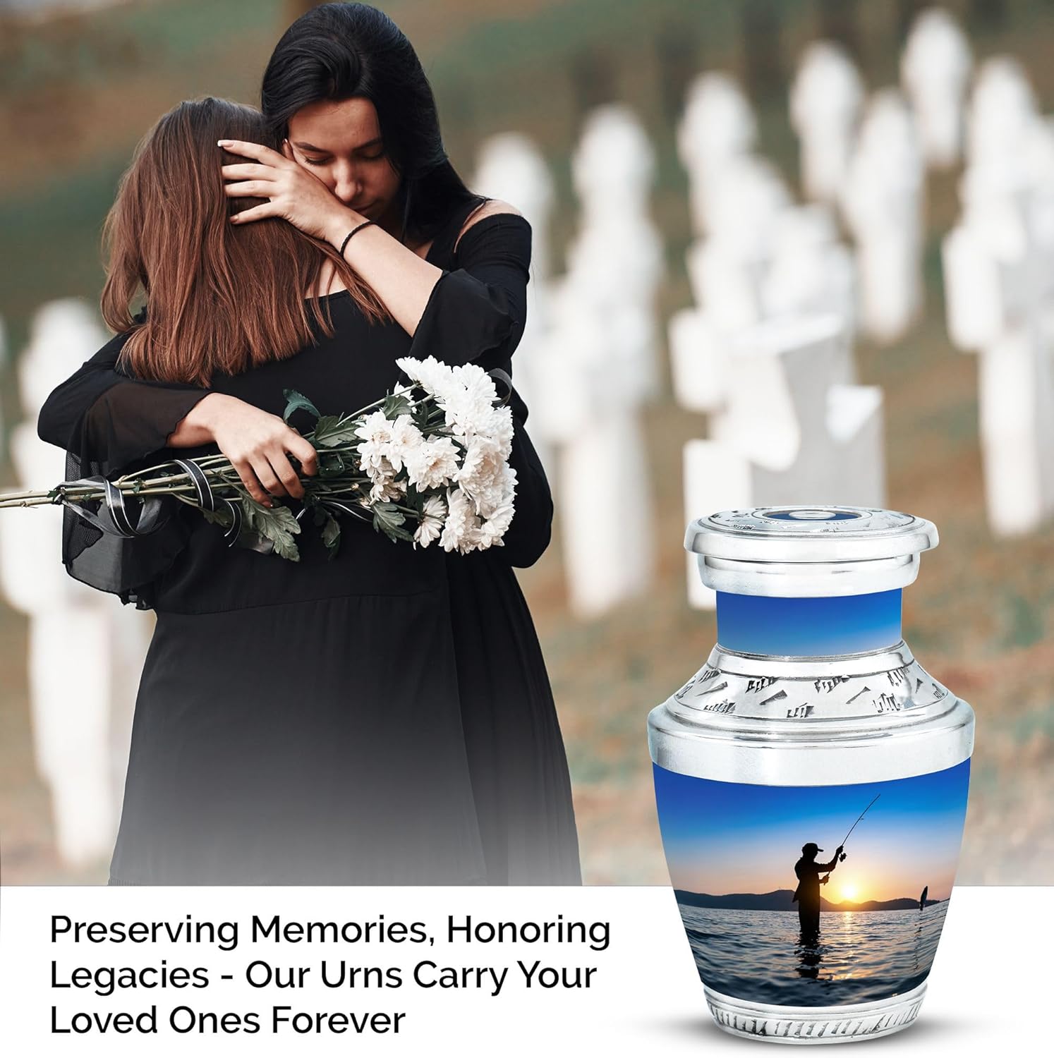 3 Inch Fisherman Keepsake Urn for Ashes Adult Male