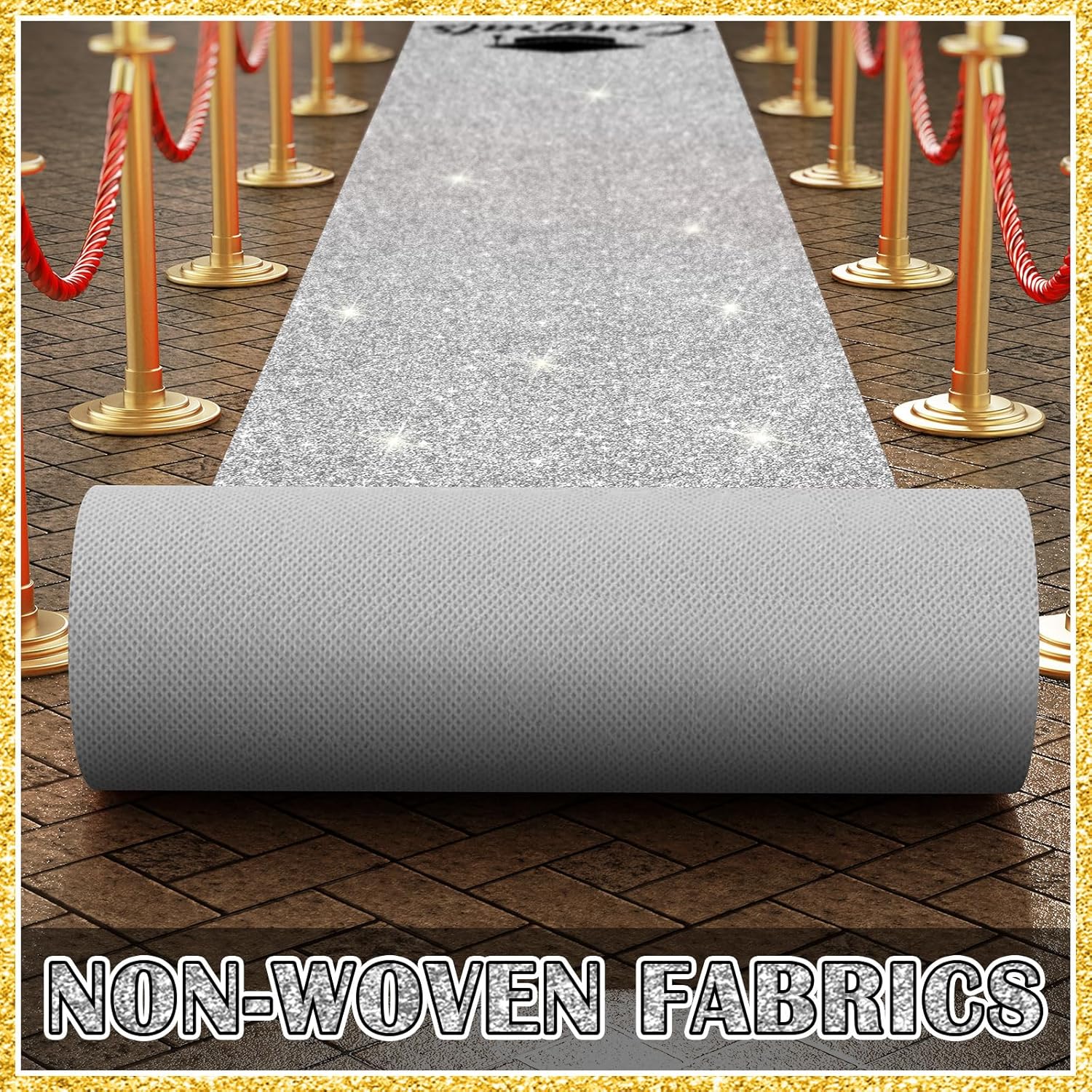Glitter Silver Graduation Carpet Runner 2ft x15ft