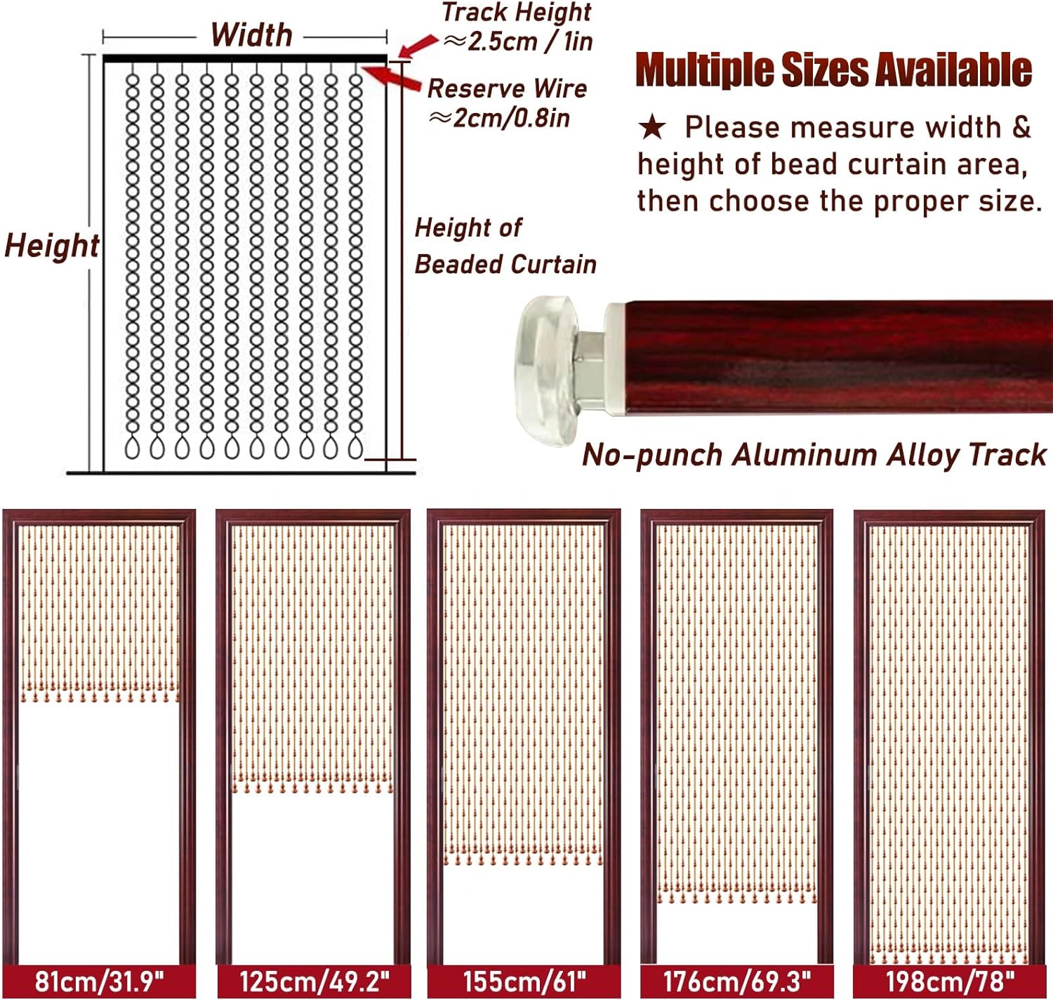 NEVKA Wooden Bead Curtain for Doorways and Room Dividers