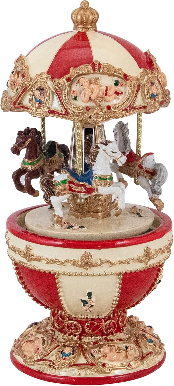 Northlight Musical Carousel with Horses and Cupids 725 Inch