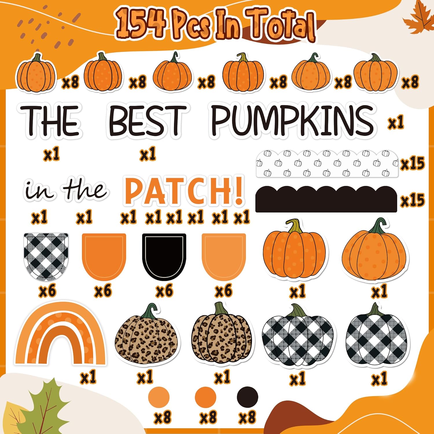 Haooryx Fall Pumpkin Decor Bulletin Board Set