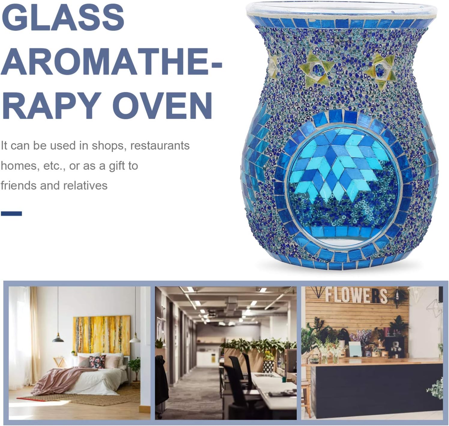 Uonlytech Mosaic Glass Oil Burner Bohemian Style