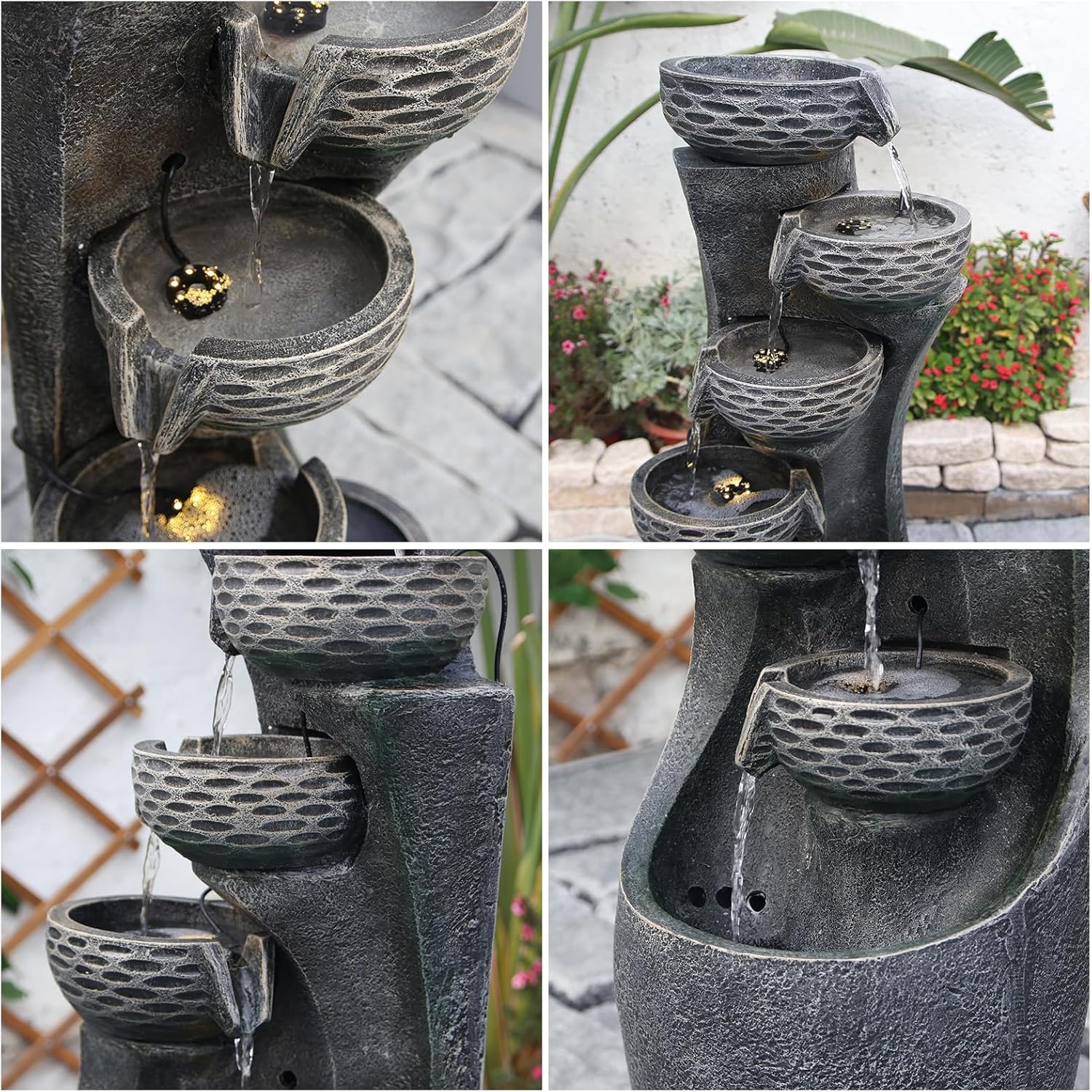 FountJoy 3583 H Modern Water Fountain with LED Light