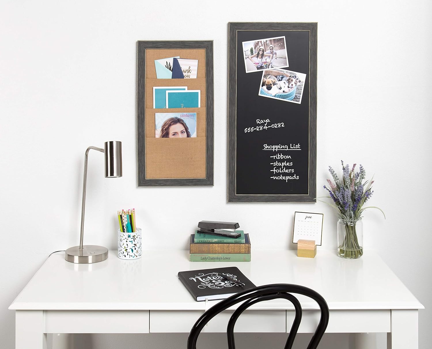 DesignOvation Wyeth Framed Chalkboard 13x26 Gray