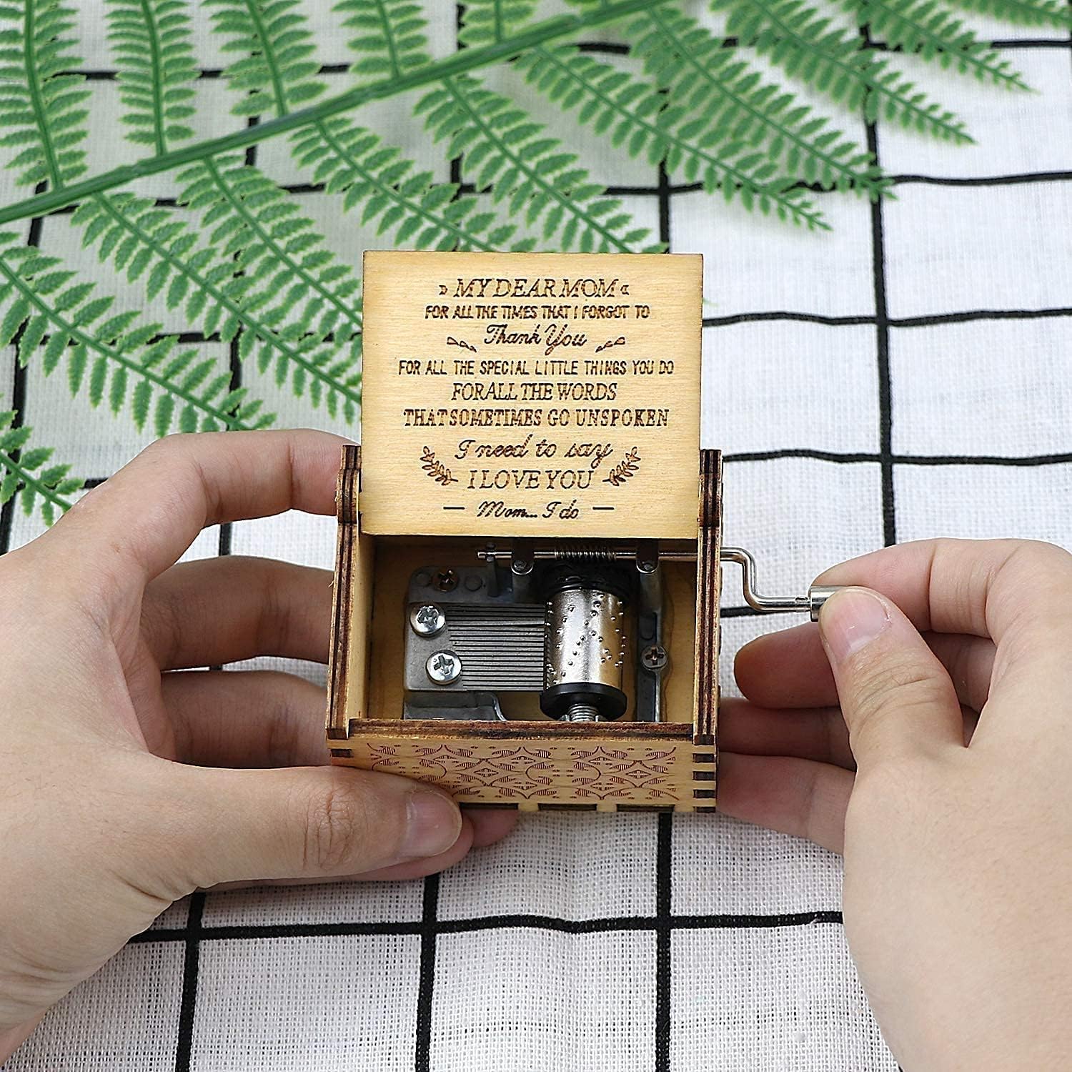 CAMKONG Wooden Music Box for Mom Laser Engraved