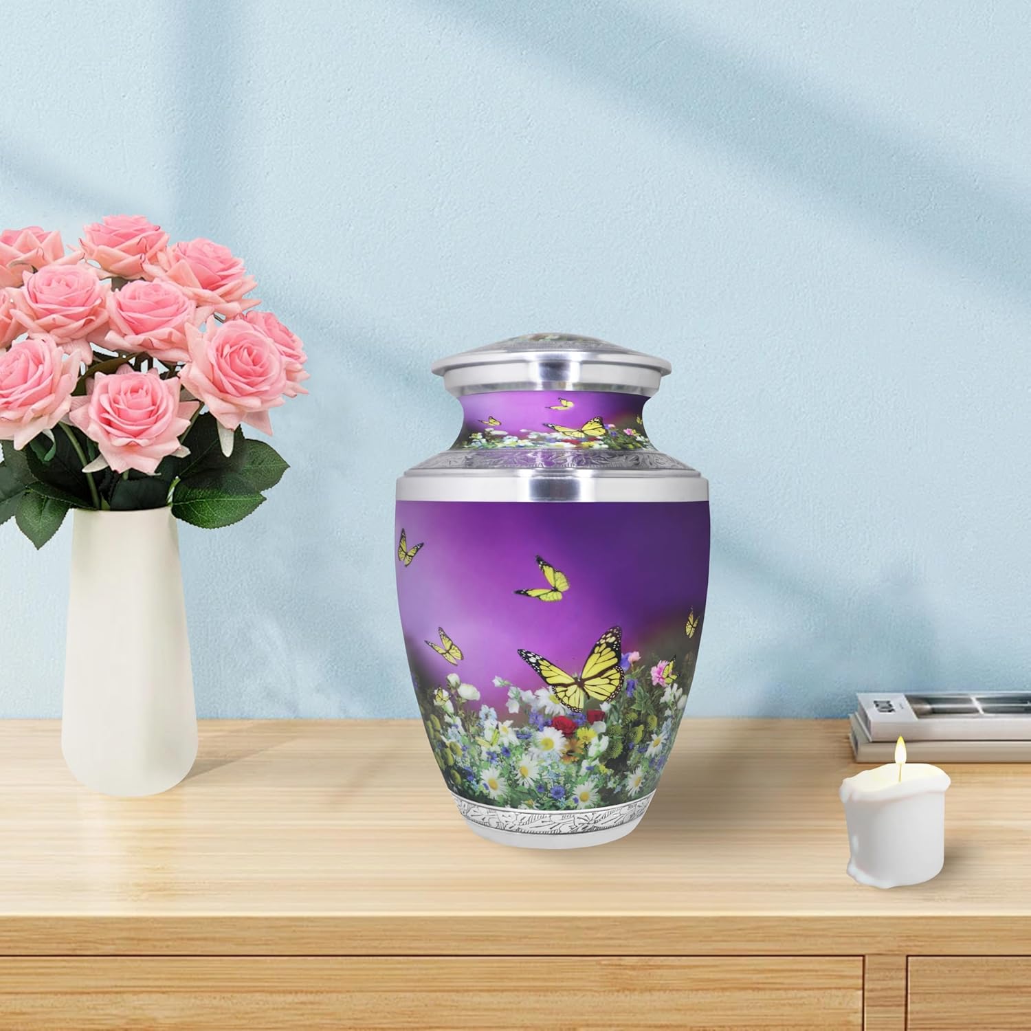M Meilin Xu Butterfly Cremation Urn Purple Large