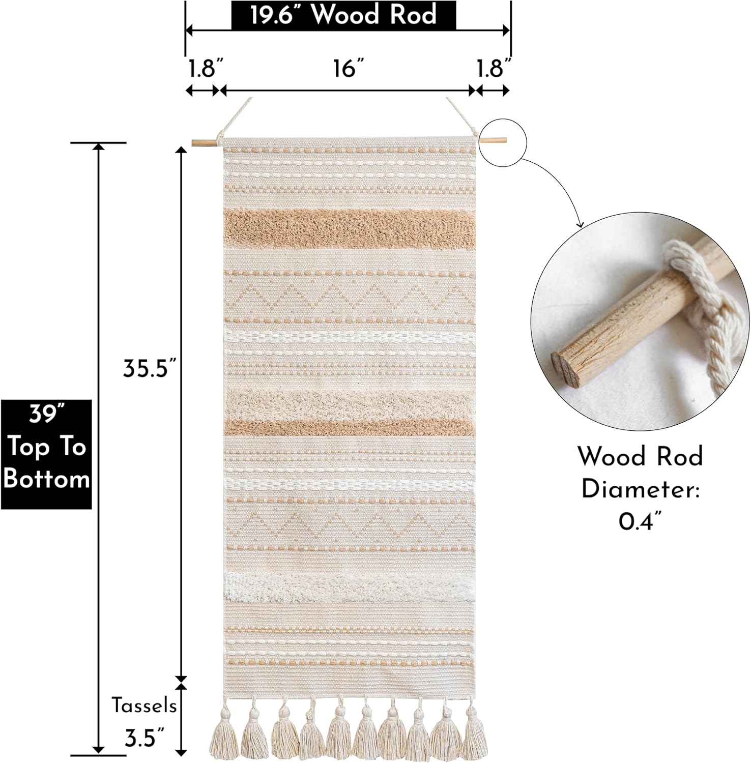 BlissBlush Boho Tassel Wall Hanging Tapestry