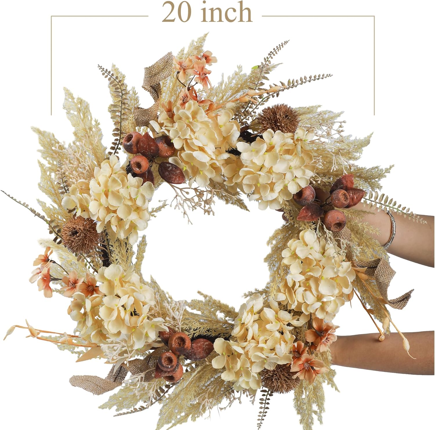 20 Inch Winter Fall Wreath for Front Door Boho Style
