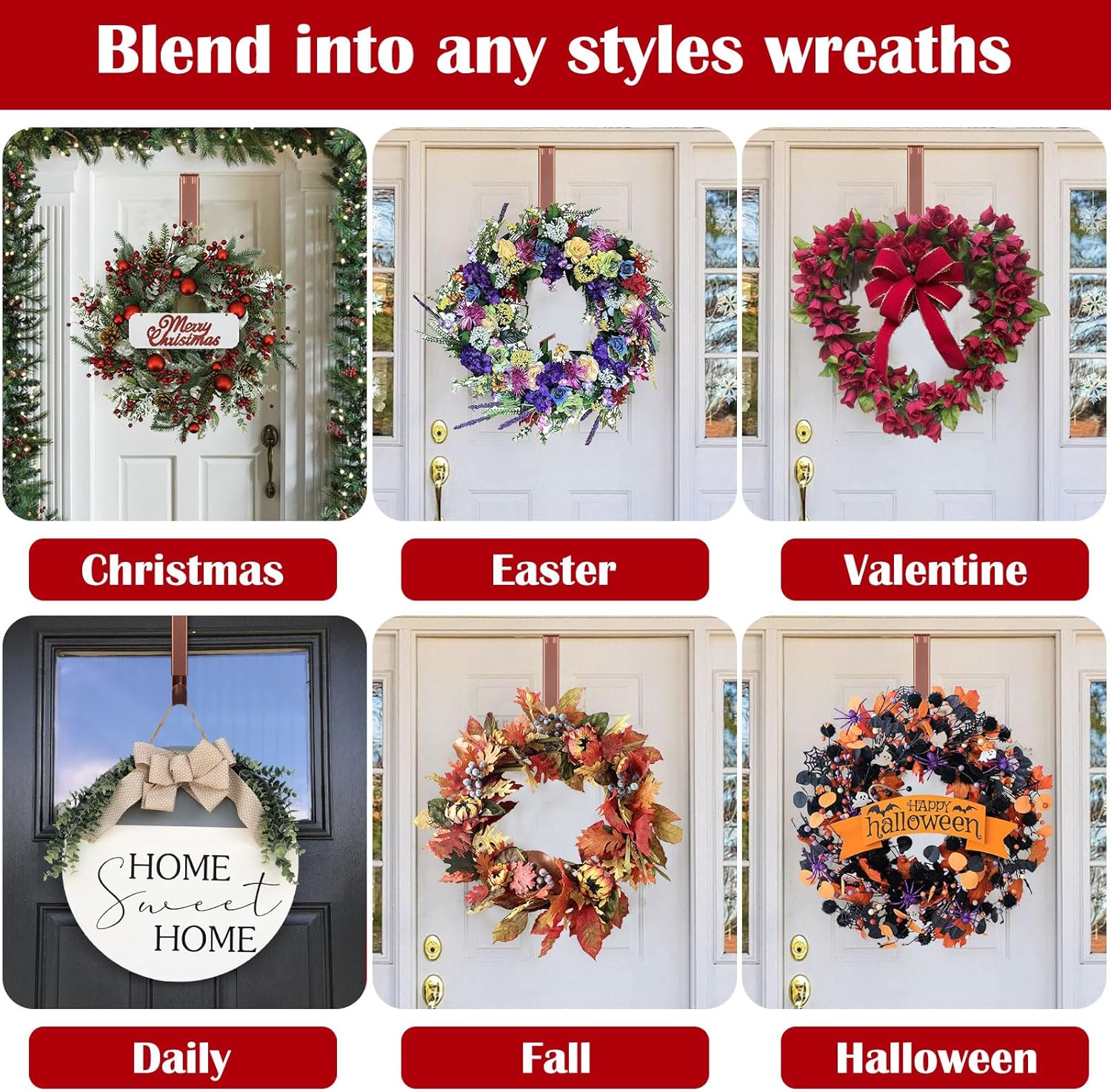 Adjustable Metal Wreath Hanger Door Hook