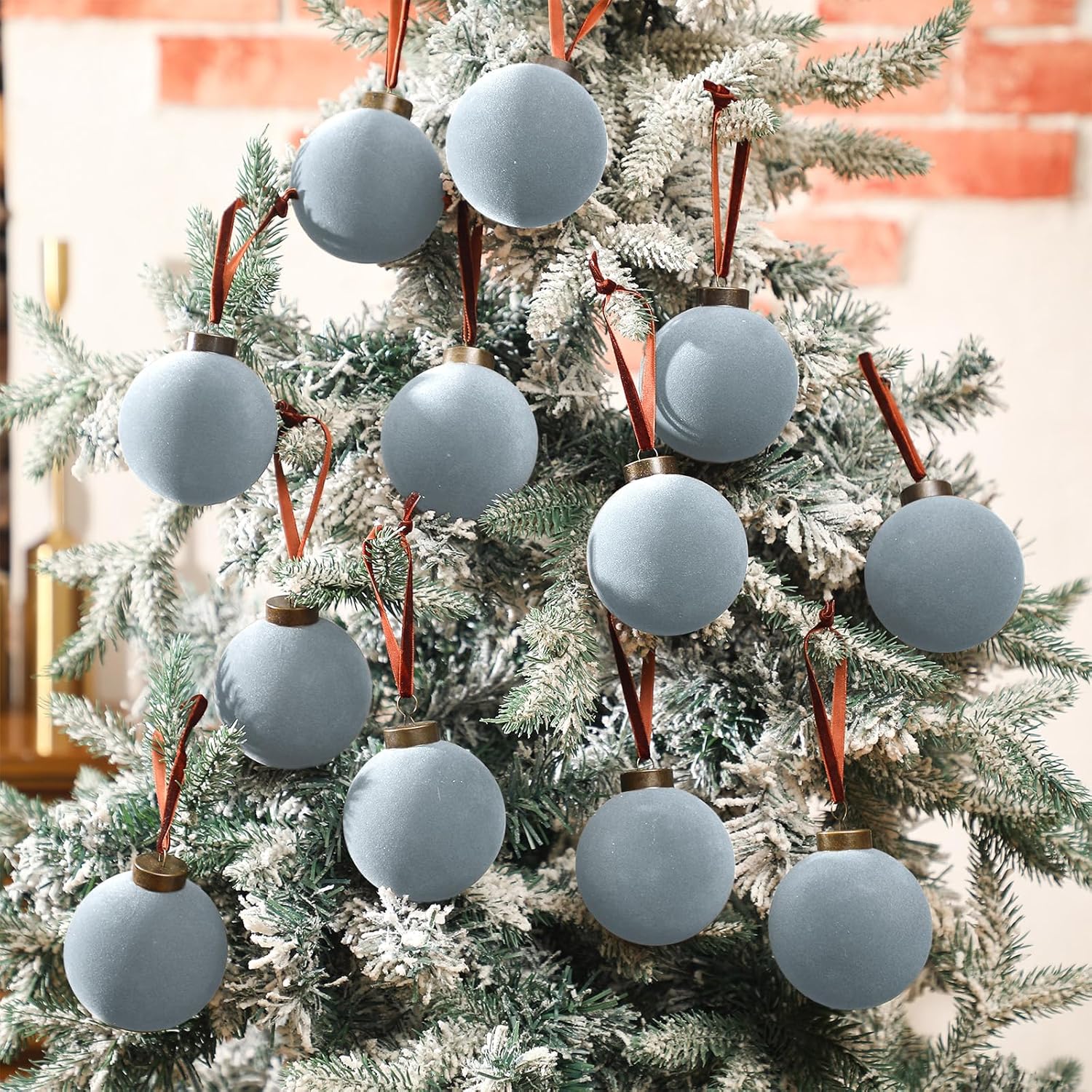 Liliful 15 Pcs Flocked Christmas Tree Balls Decorations