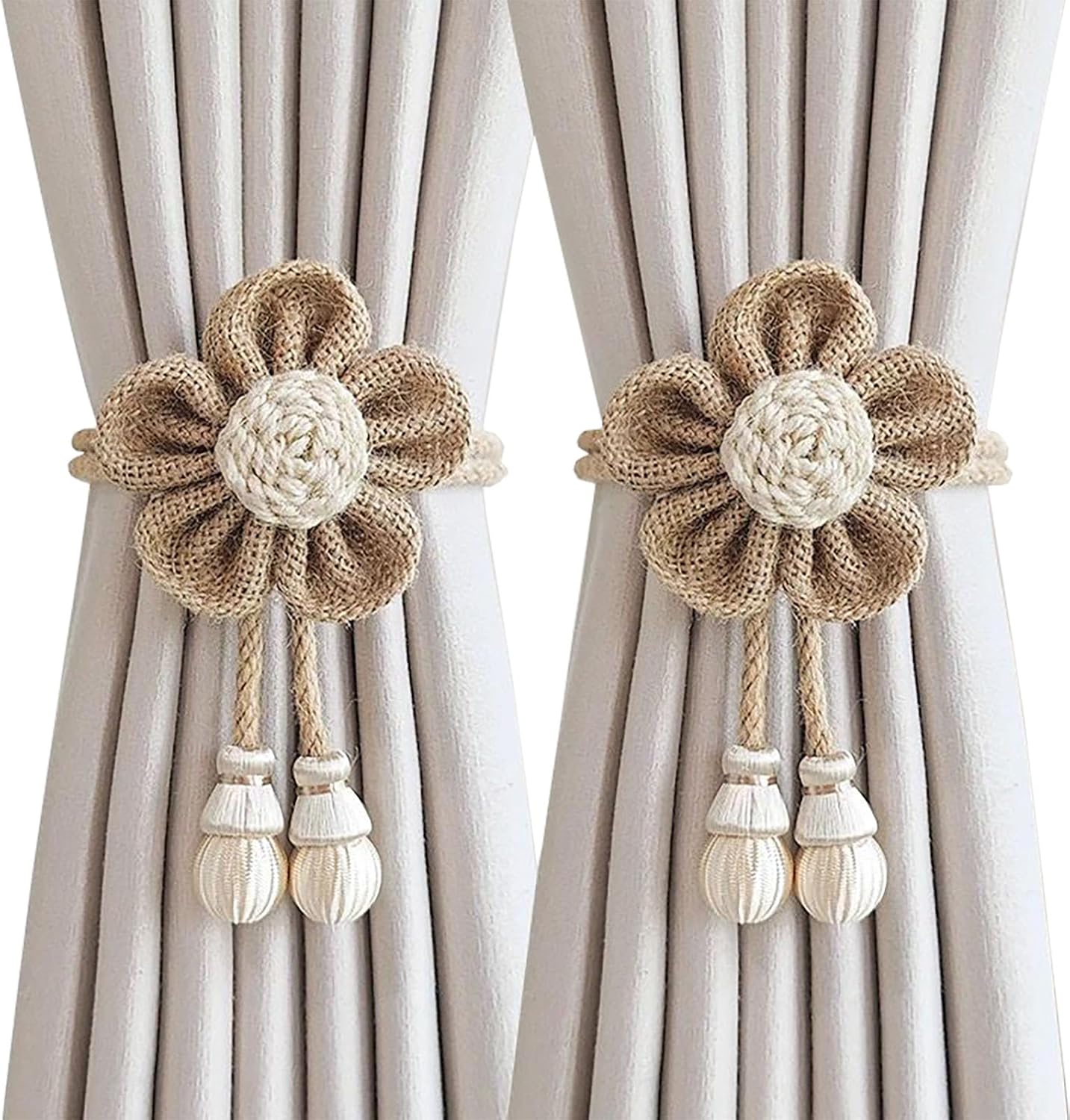 Magnetic Curtain Holdbacks Cream Style 2 Pack