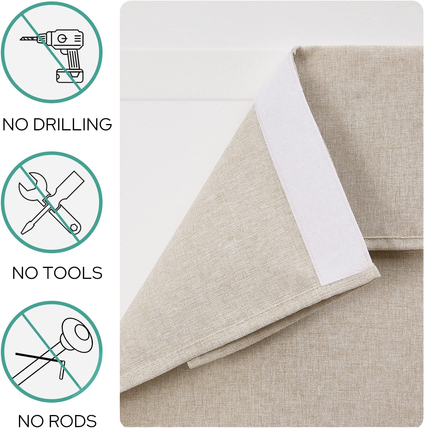 HOMEIDEAS Natural Linen French Door Curtains 1 Panel W26 x L68 Inch