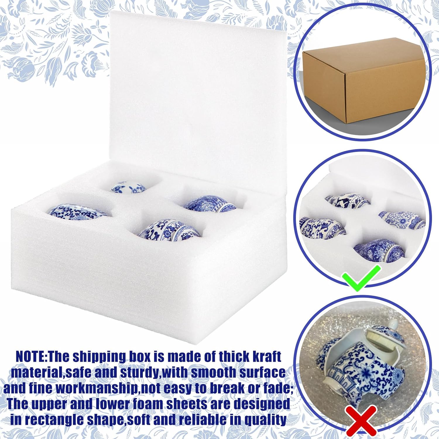 Hushee Classic Blue and White Vase Set 4 Pcs
