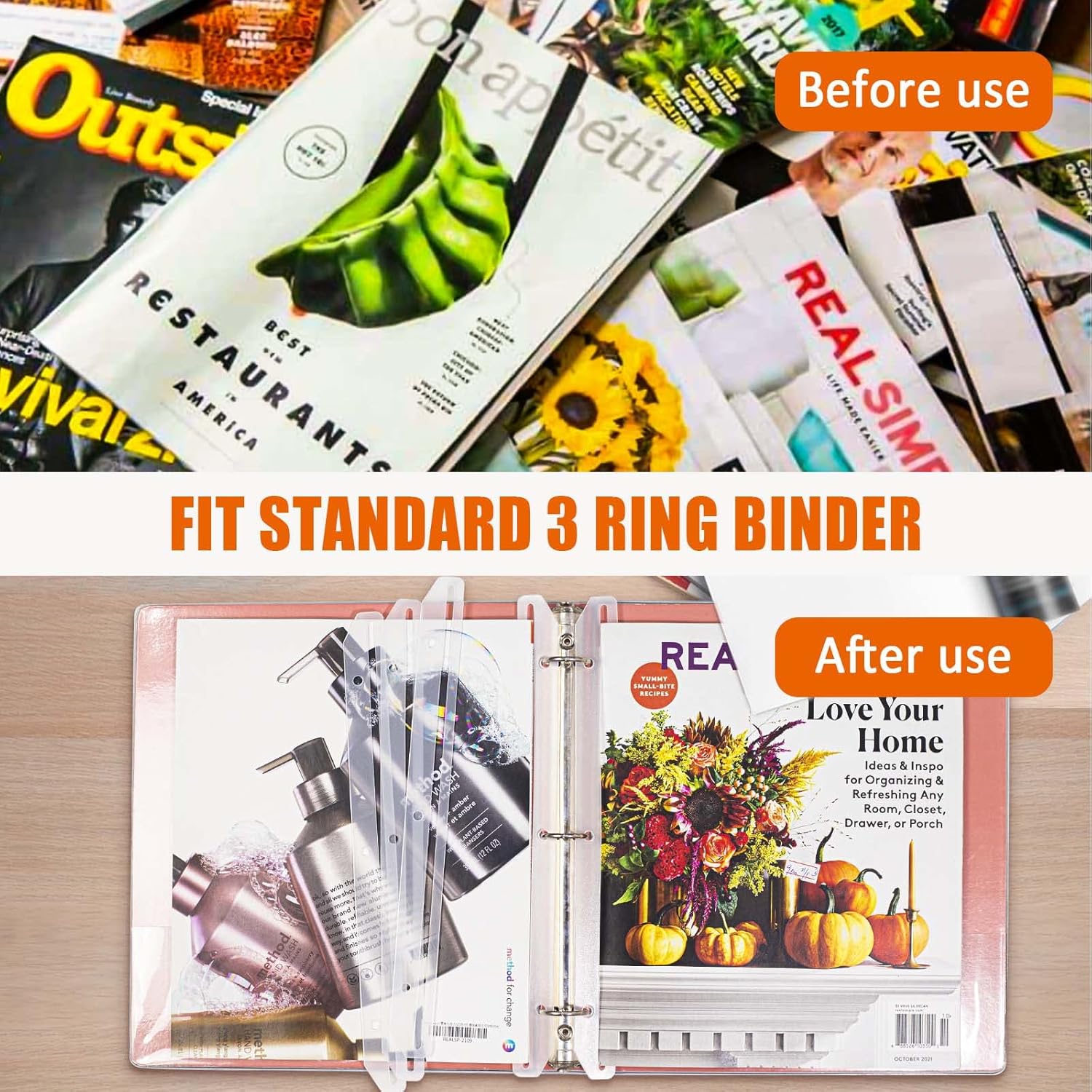 40Pcs 3 Hole Magazine Holders Organizer Strips