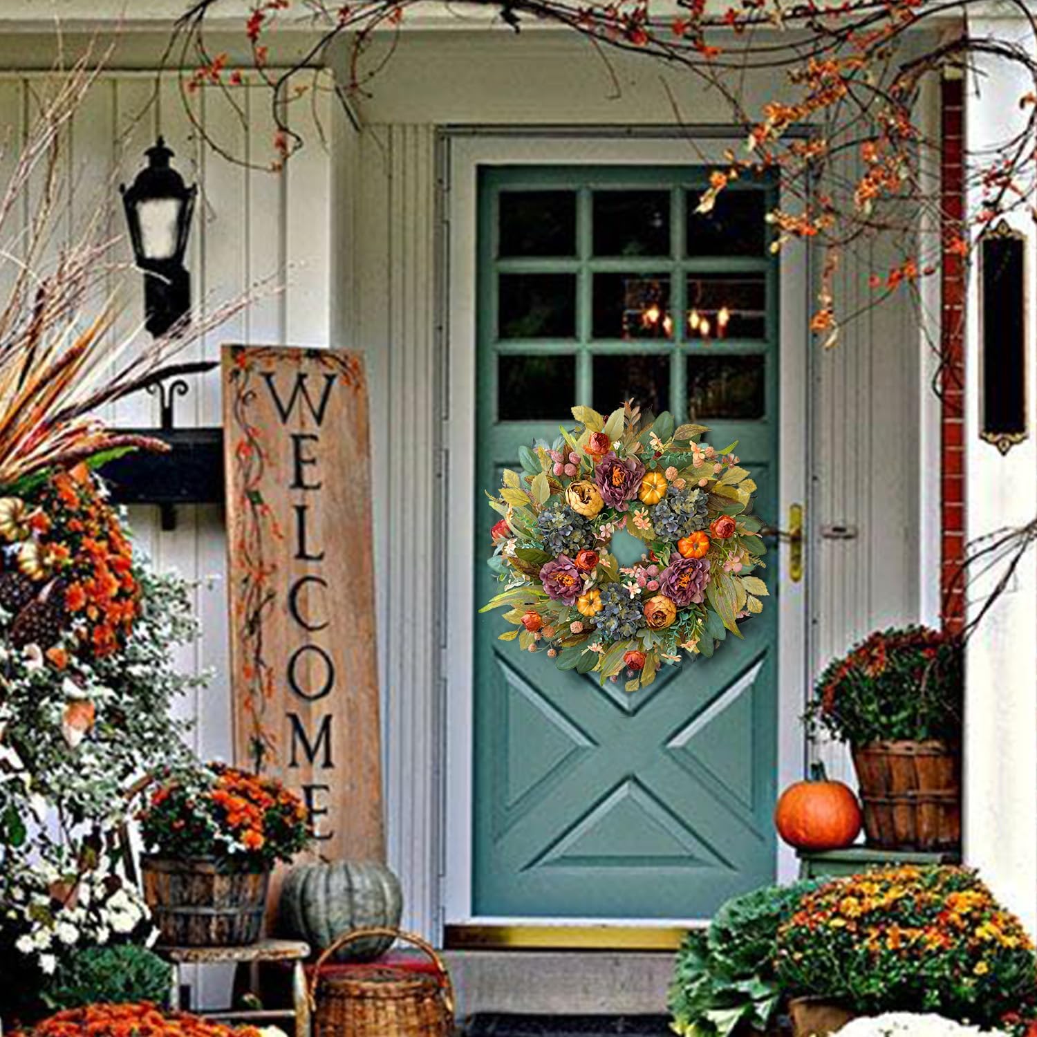 WANNA-CUL 24 Inch Fall Wreath for Front Door