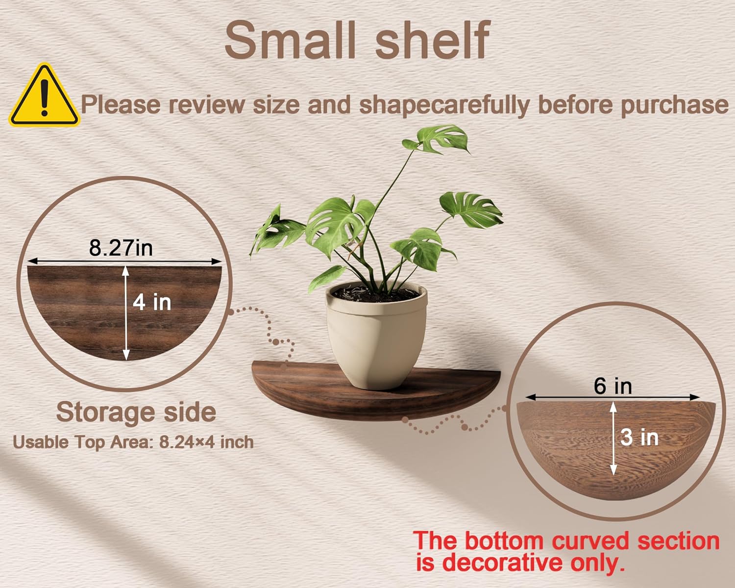 QsQueen Solid Wood Half Round Floating Wall Shelves