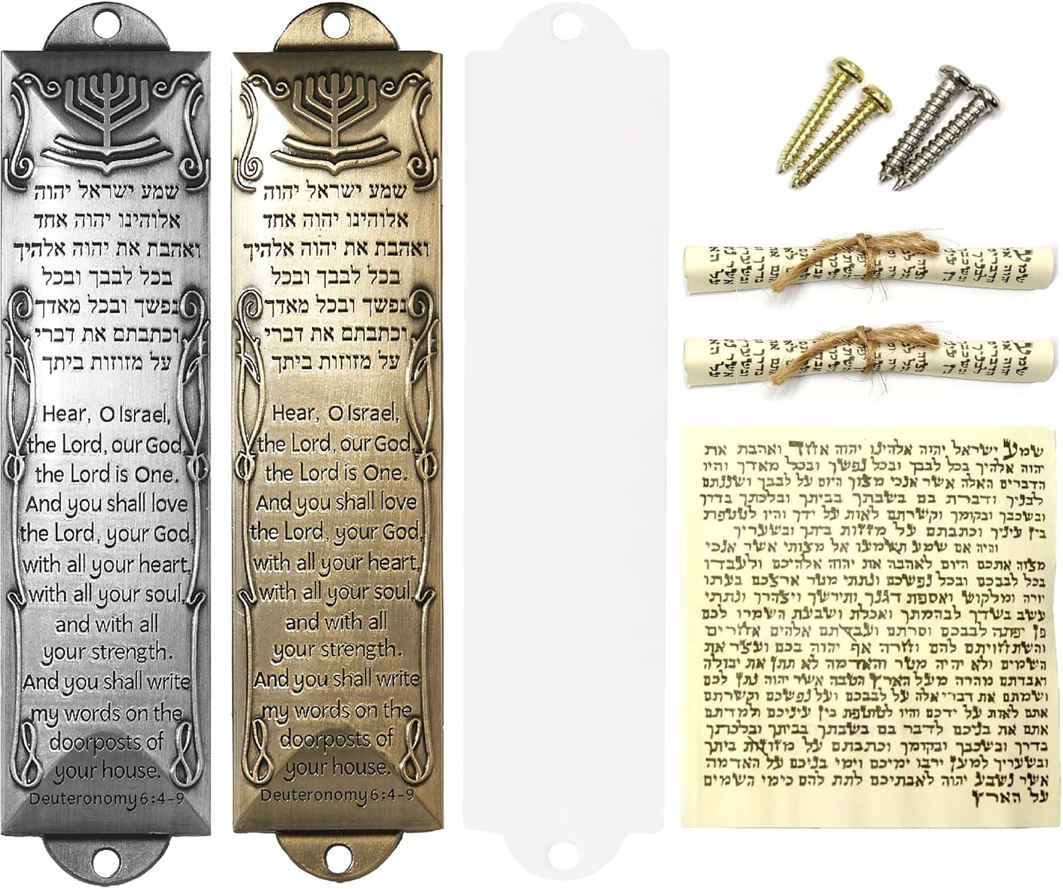 CAMATET Mezuzah with Scroll 2 Sets Antique Gold Silver
