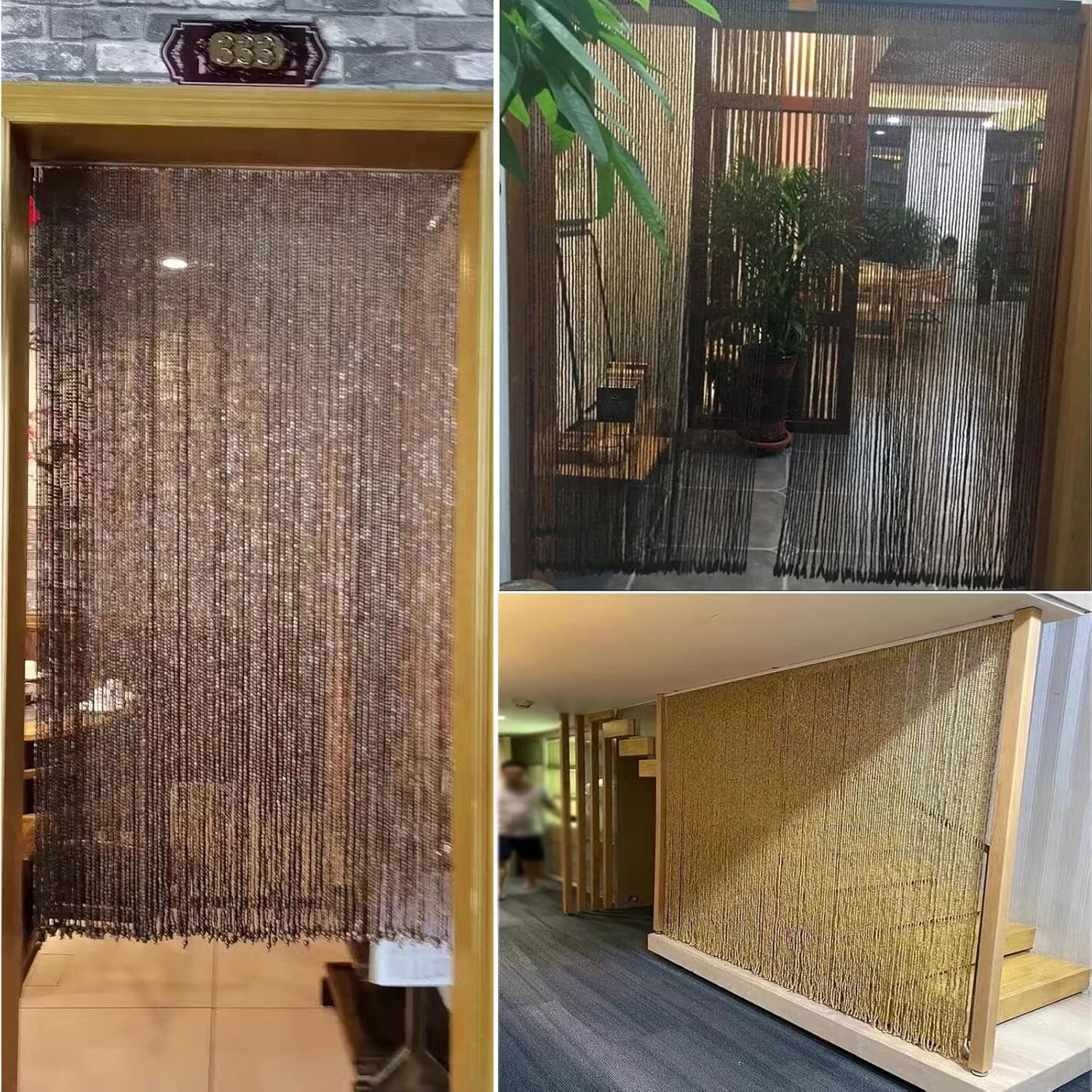 Bamboo Beaded Door Curtains with Aluminum Track