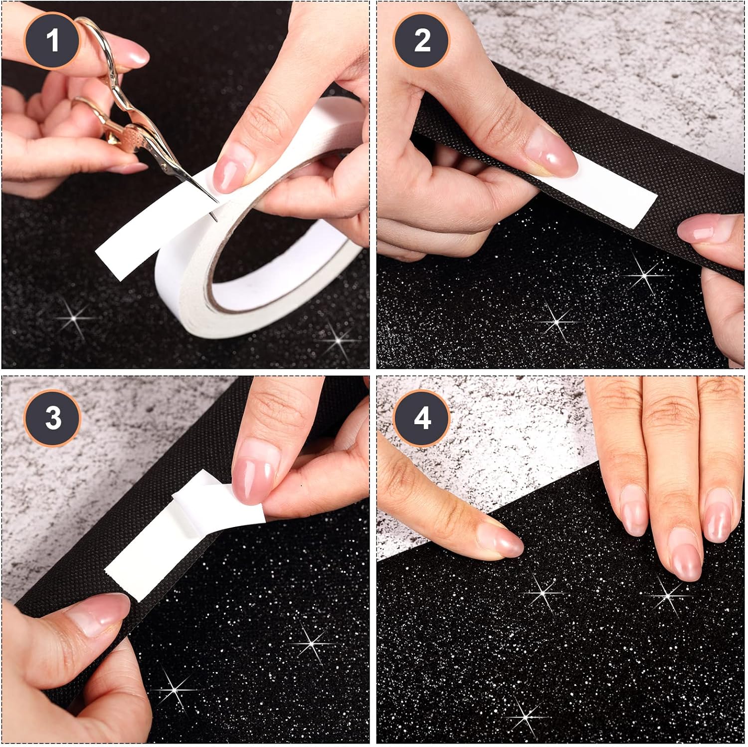 Tatuo Glitter Black Carpet Runner with Tape 246x164 Feet