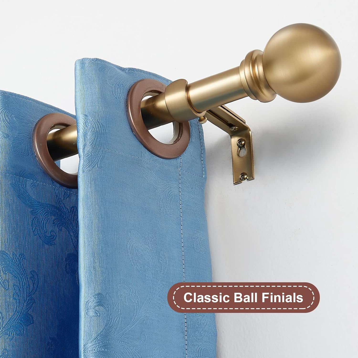 Warm Gold Decorative Curtain Rod with Ball Finials
