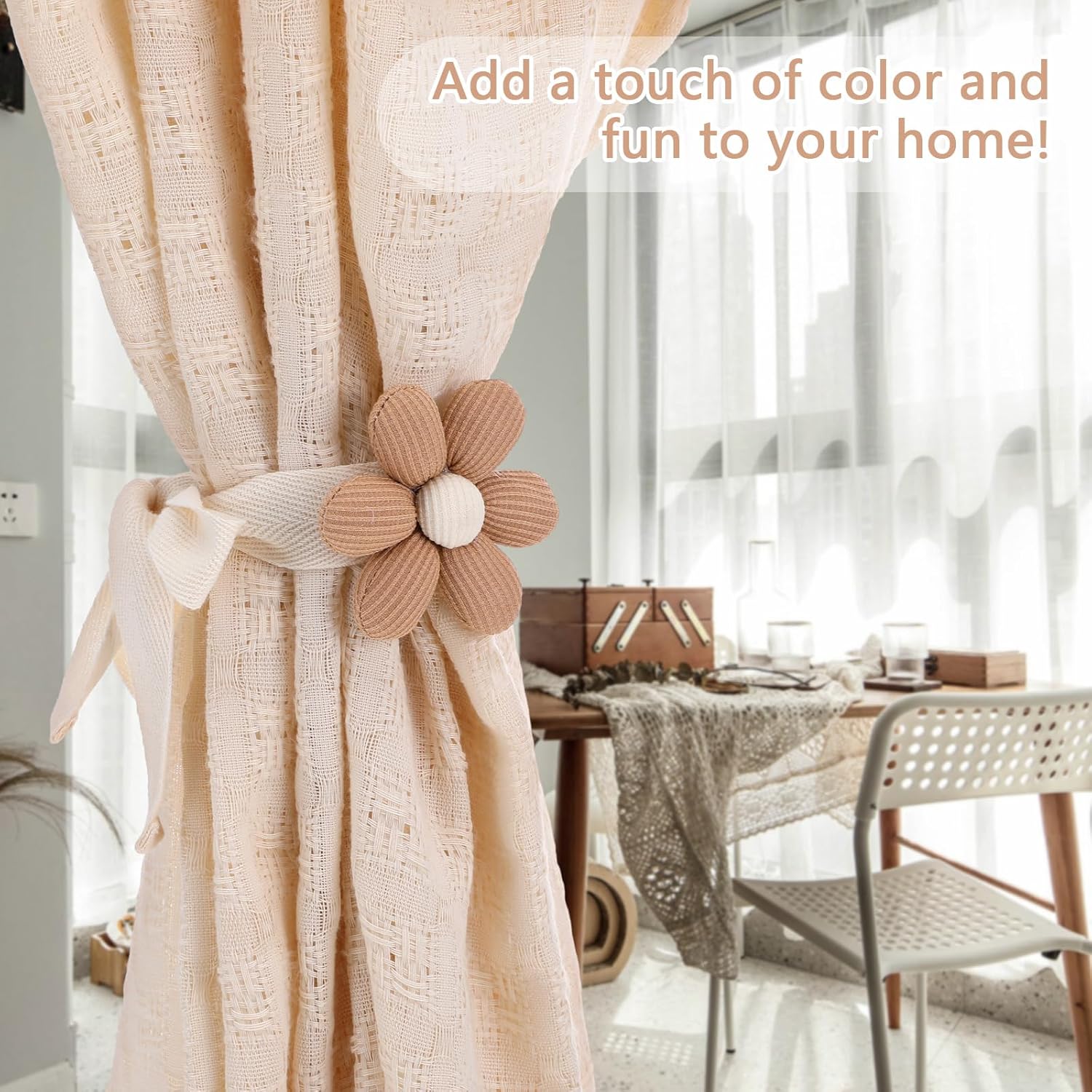 4PCS Dual-Tone Floral Curtain Tiebacks Boho Style