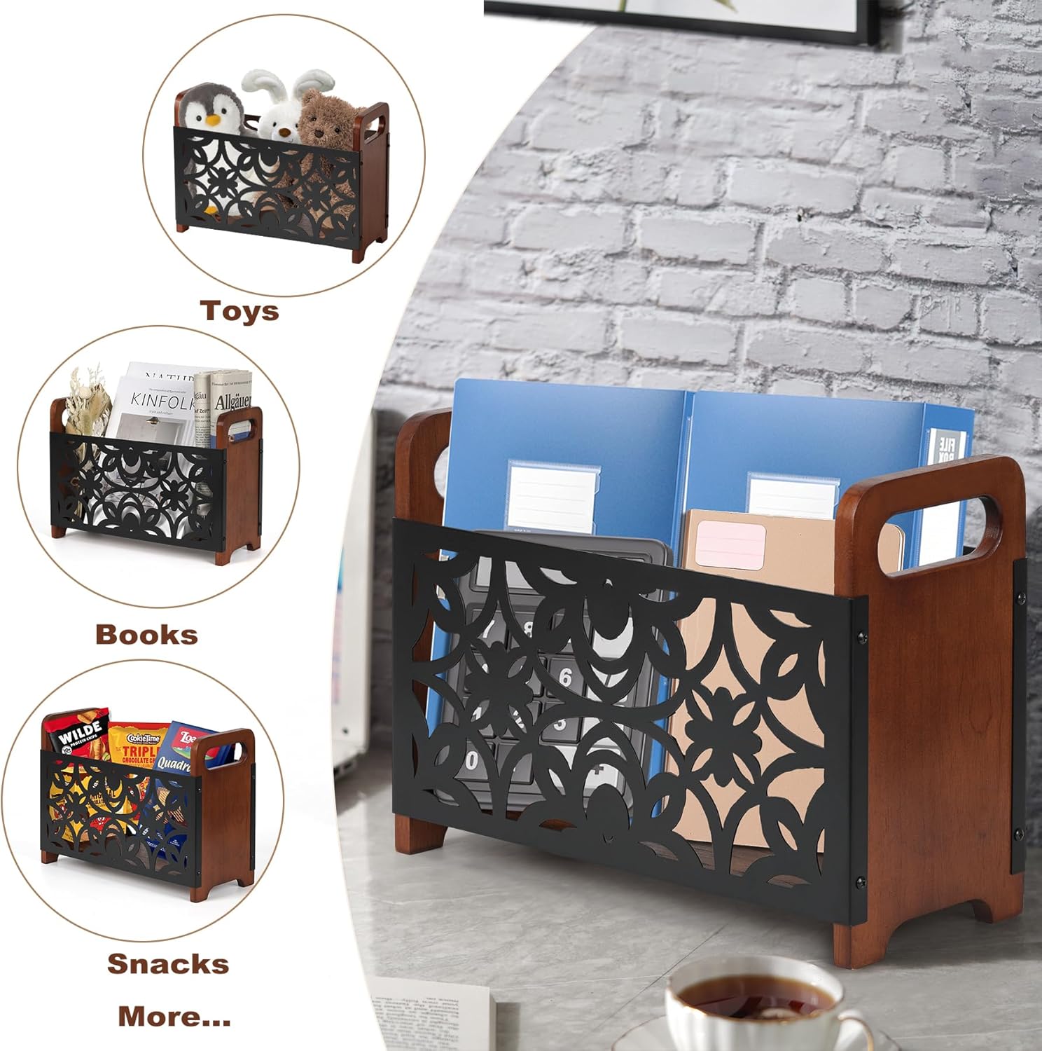 QILICHZ Magazine Holder Wood Floor Rack