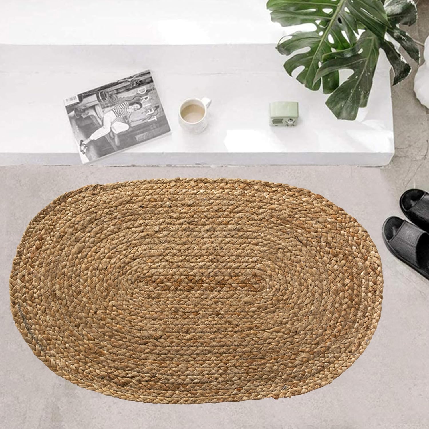 Chardin Home Hand Woven Jute Braided Rug 18x30 Inch Oval