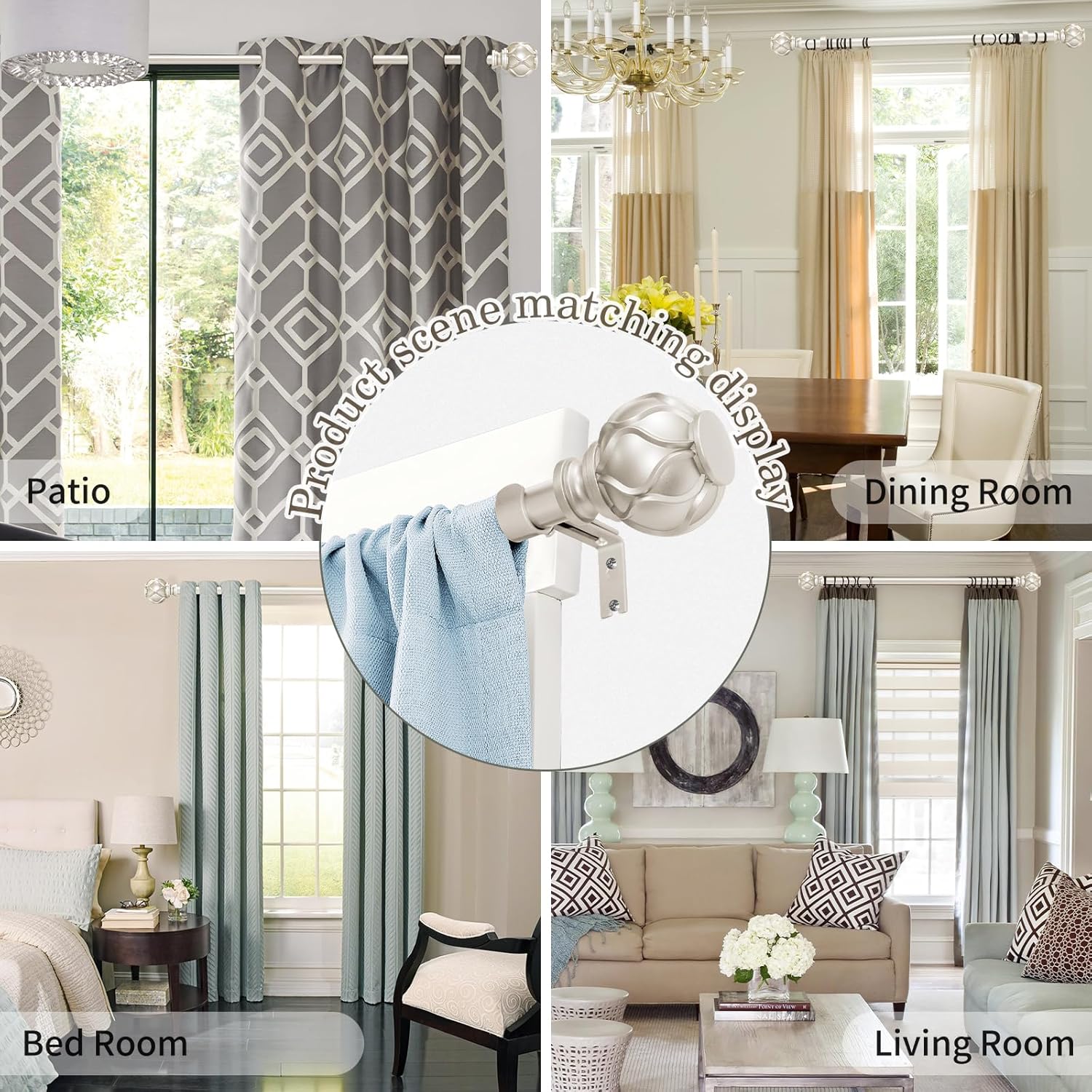 Champagne Gold Curtain Rod for Windows 28-48 Inches
