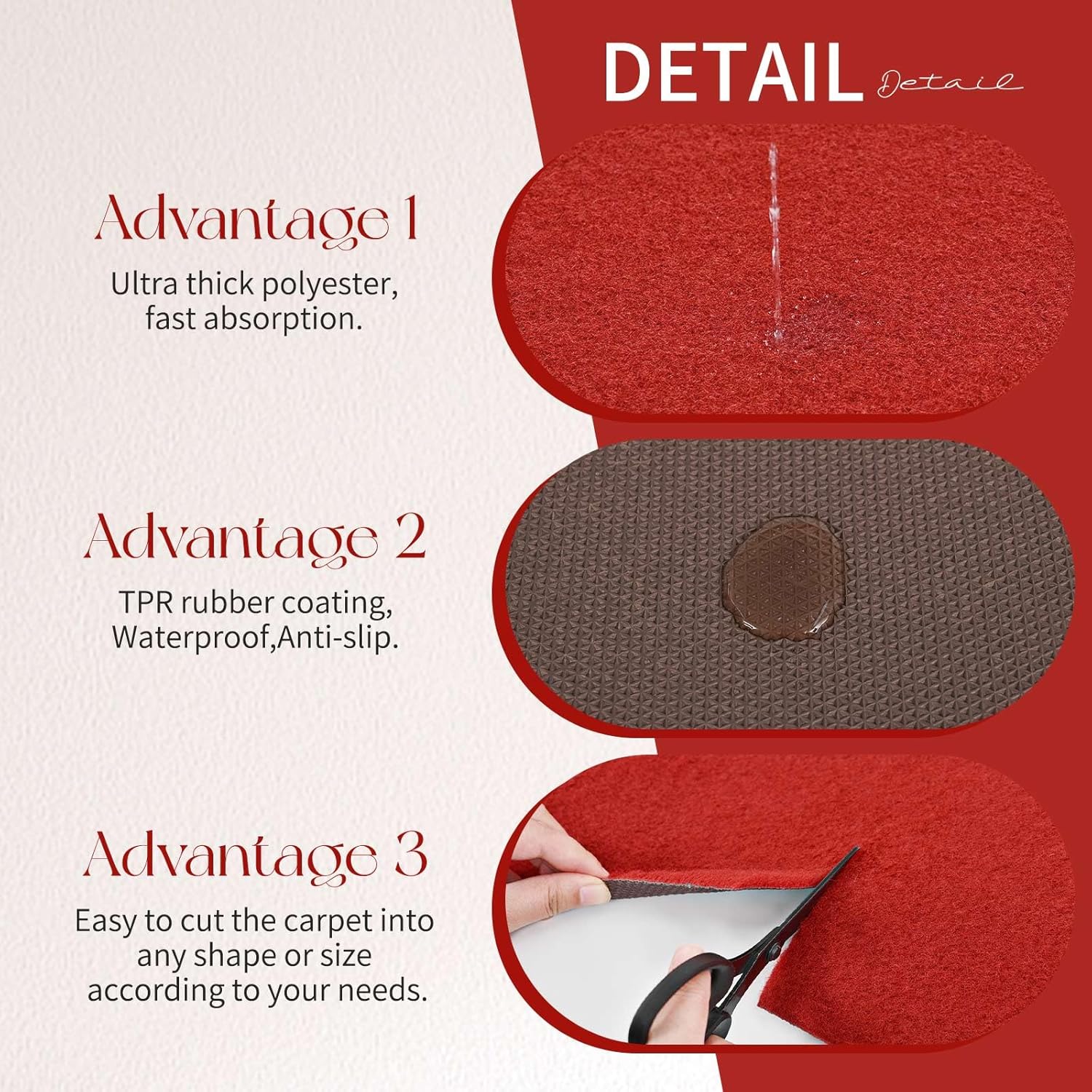 Luxury Red Carpet Runner 3x10 ft Non-Slip Rubber Backing