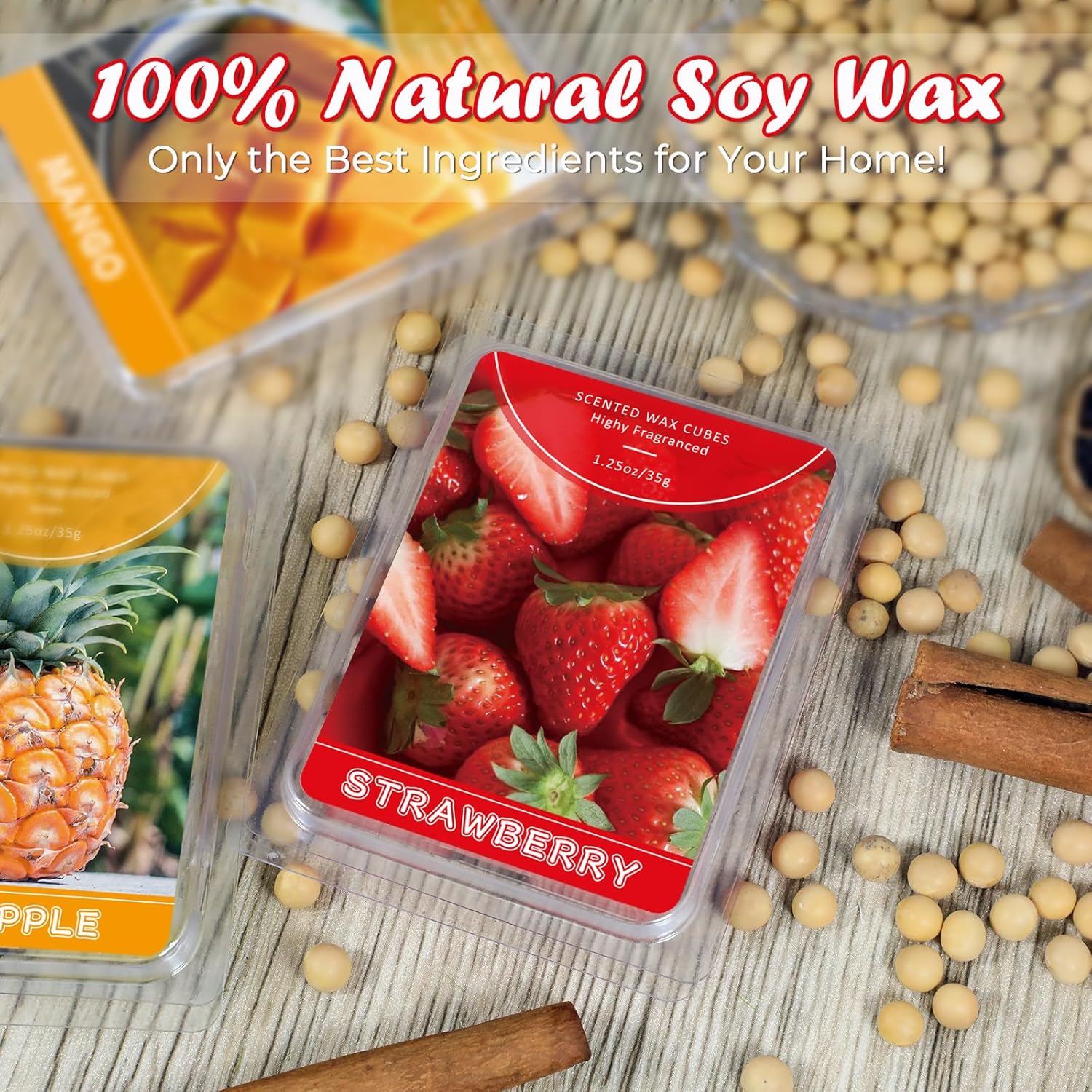 SCENTORINI Wax Melts 6 Pack - Mint Watermelon Strawberry Mango Passion Fruit Pineapple