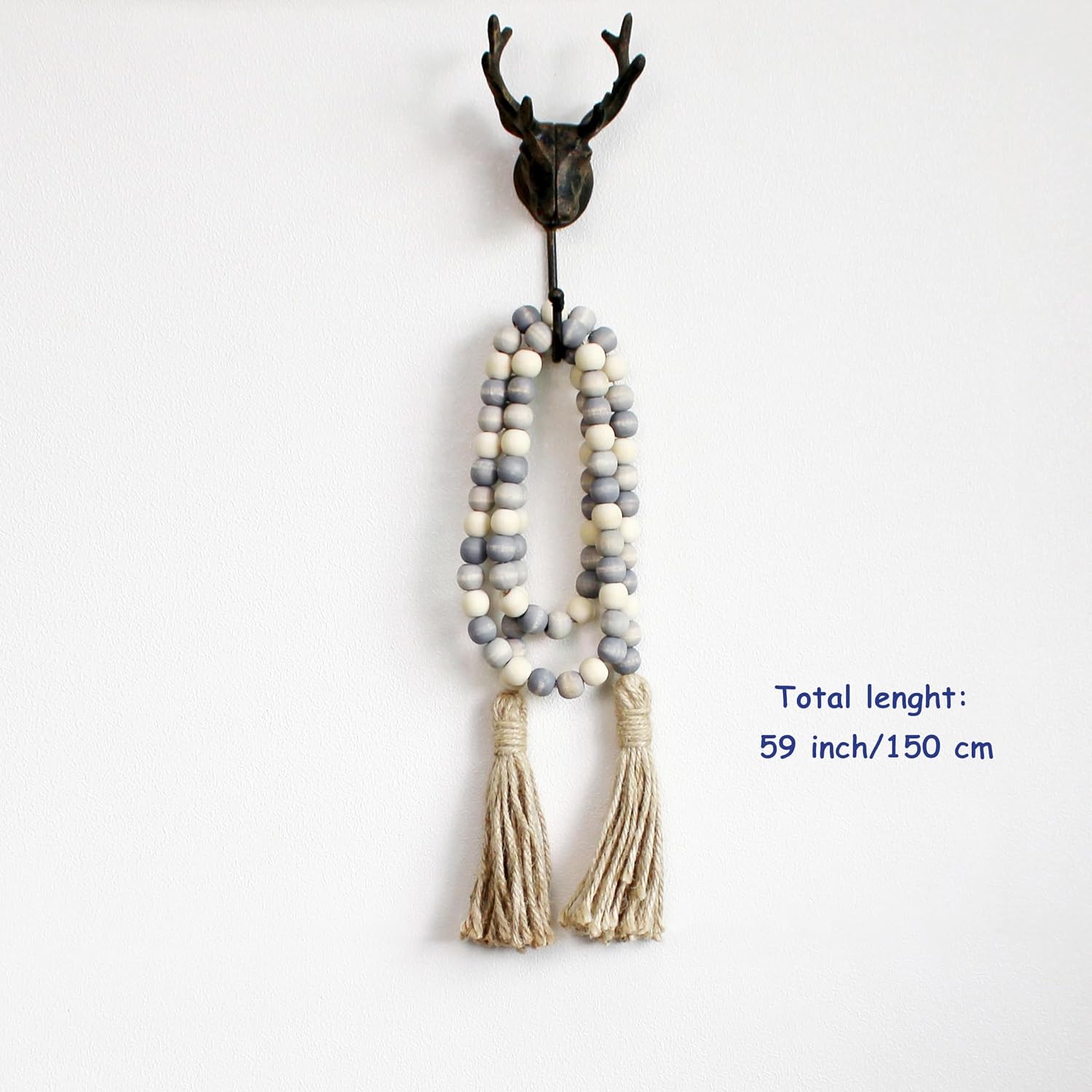 Wood Beads Garland with Tassels for Farmhouse Decor