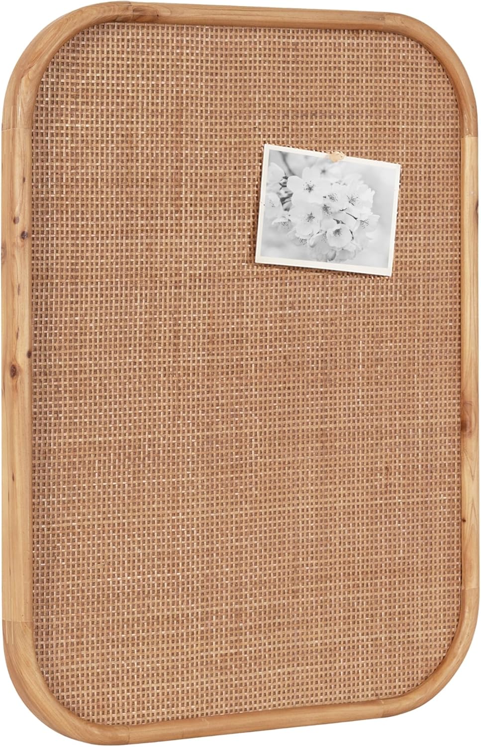 Kate and Laurel Rattan Wall Pinboard 20x26 Natural Wood Boho