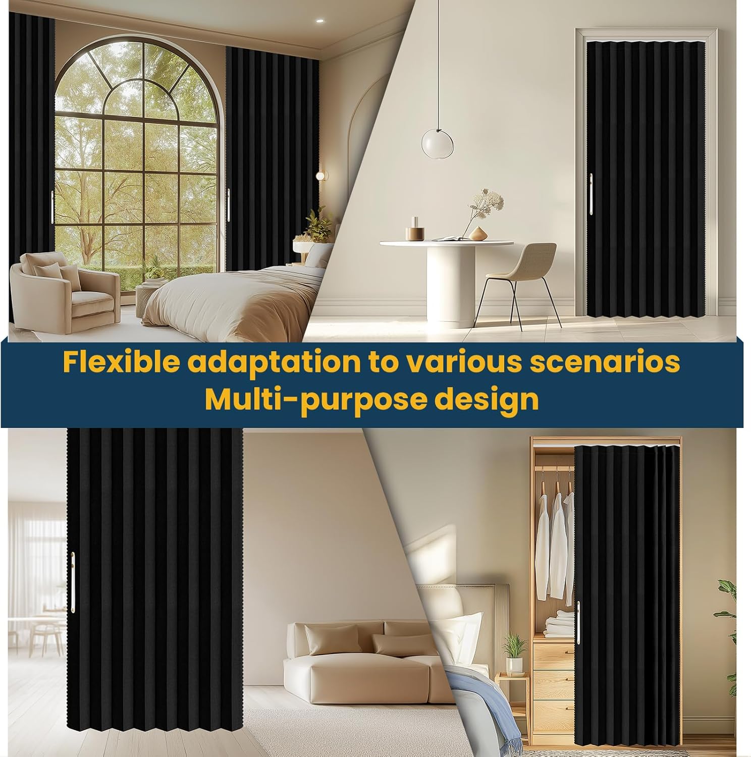 AJAZZ Blackout Sliding Door Curtains 72W x 79L Black 1 Pack