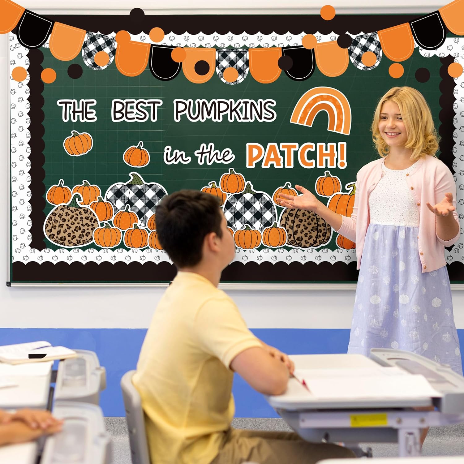Haooryx Fall Pumpkin Decor Bulletin Board Set