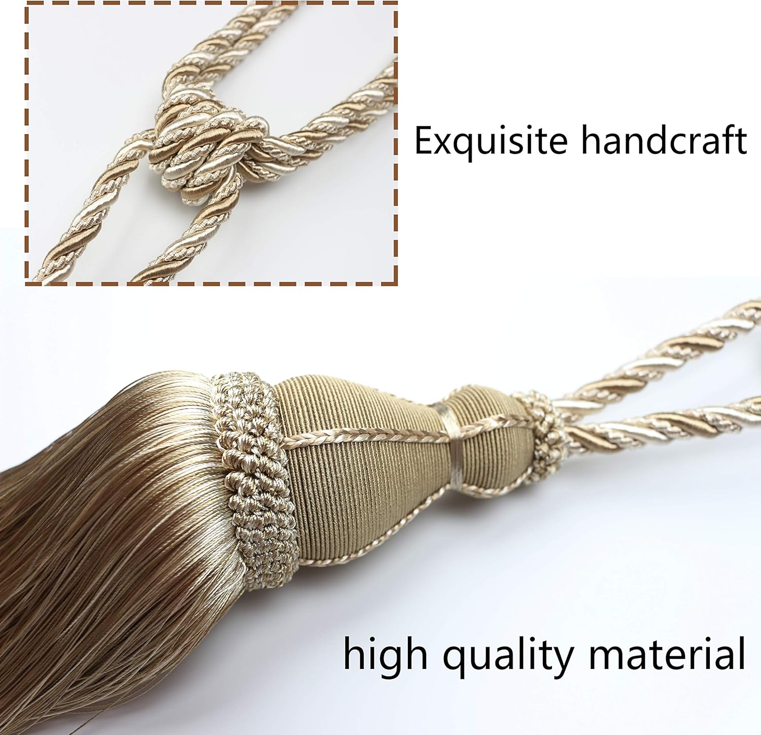 BEL AVENIR 2 Pack Tassel Curtain Holdbacks Rope Tie-Backs