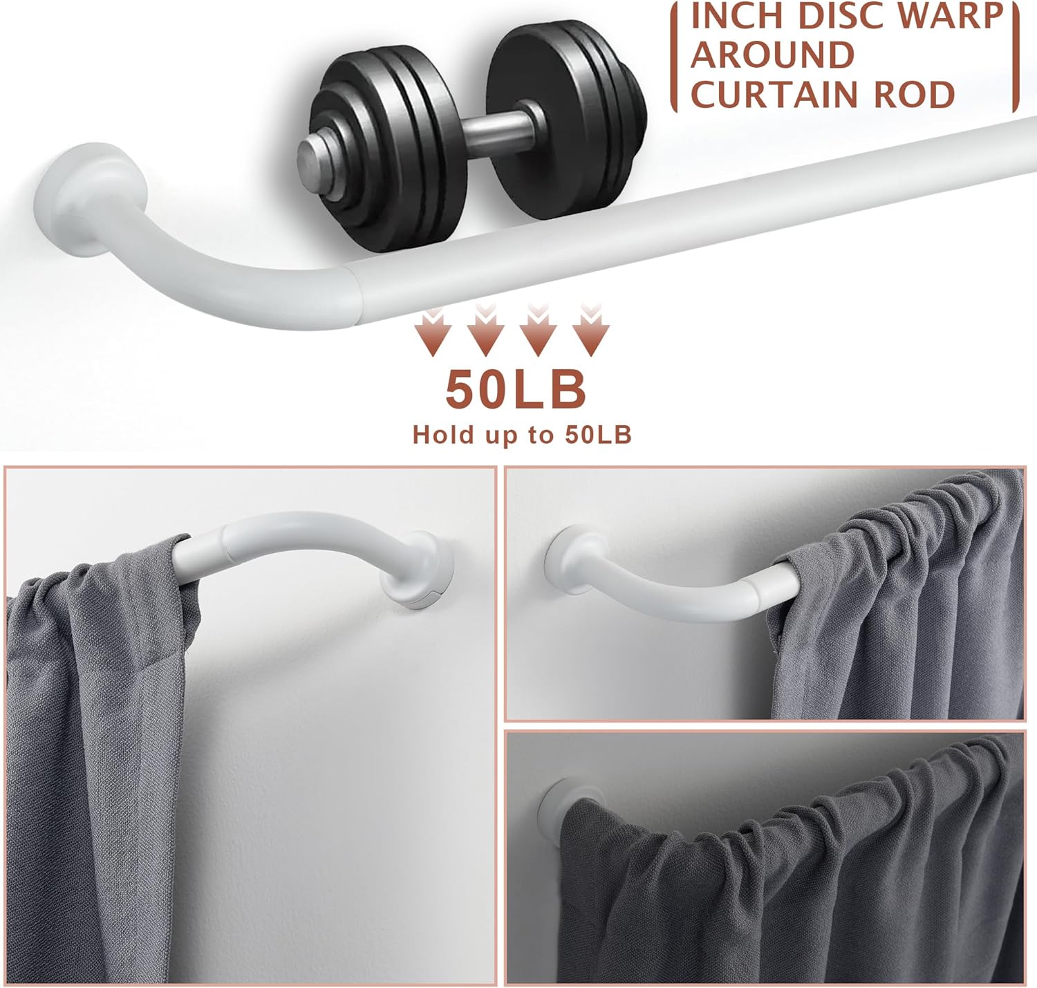 Matte White Curtain Rods 28-48 Inches Single Rod