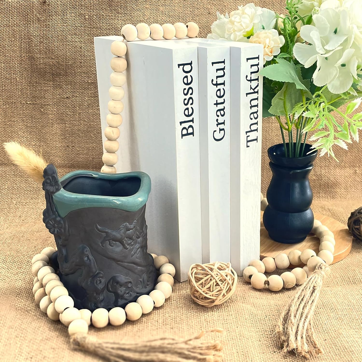 LIAQICHA Decorative Books with Wooden Bead Tassel 58 in