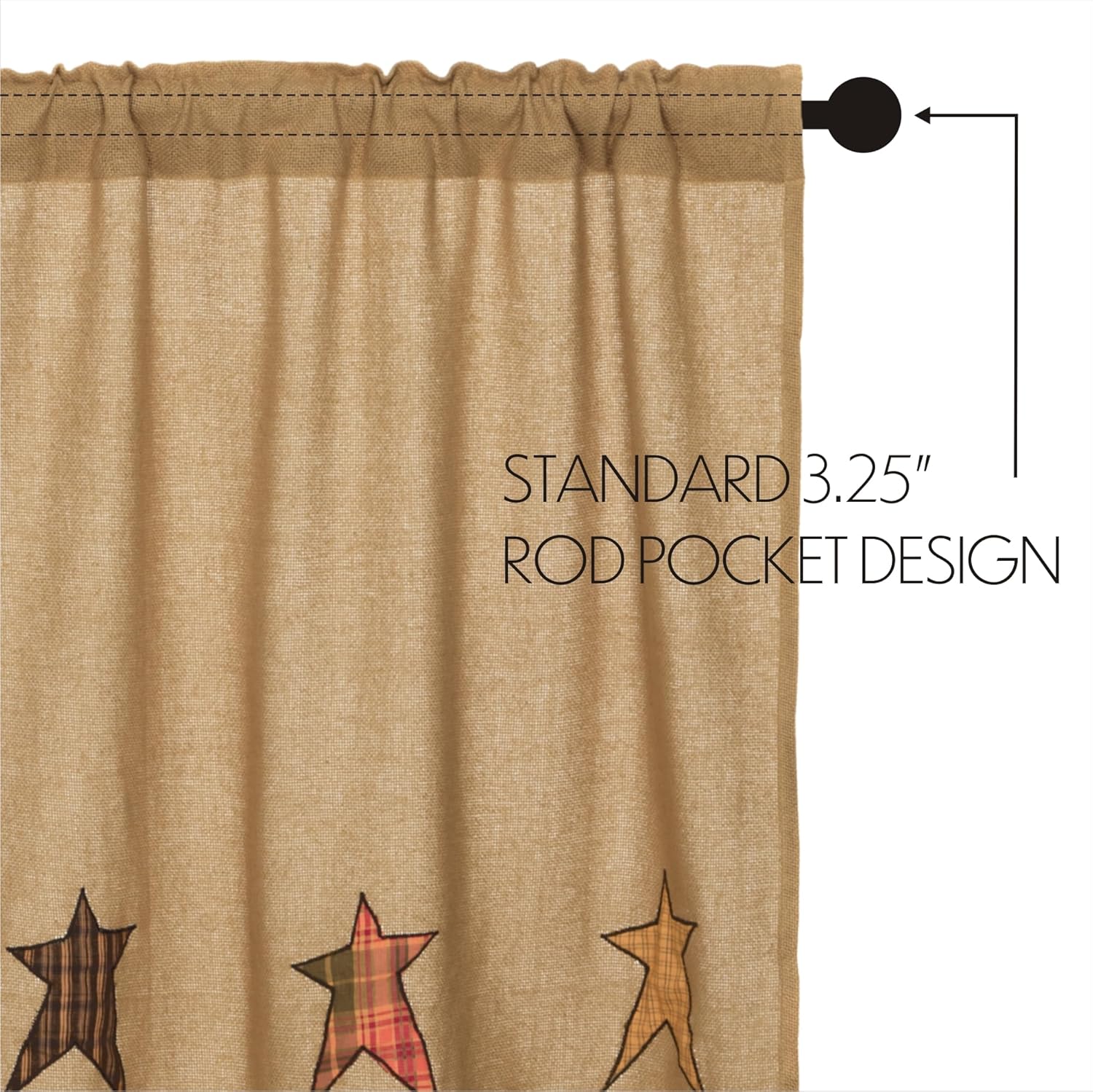 Stratton Primitive Burlap Prairie Swag Curtains Pair Tan