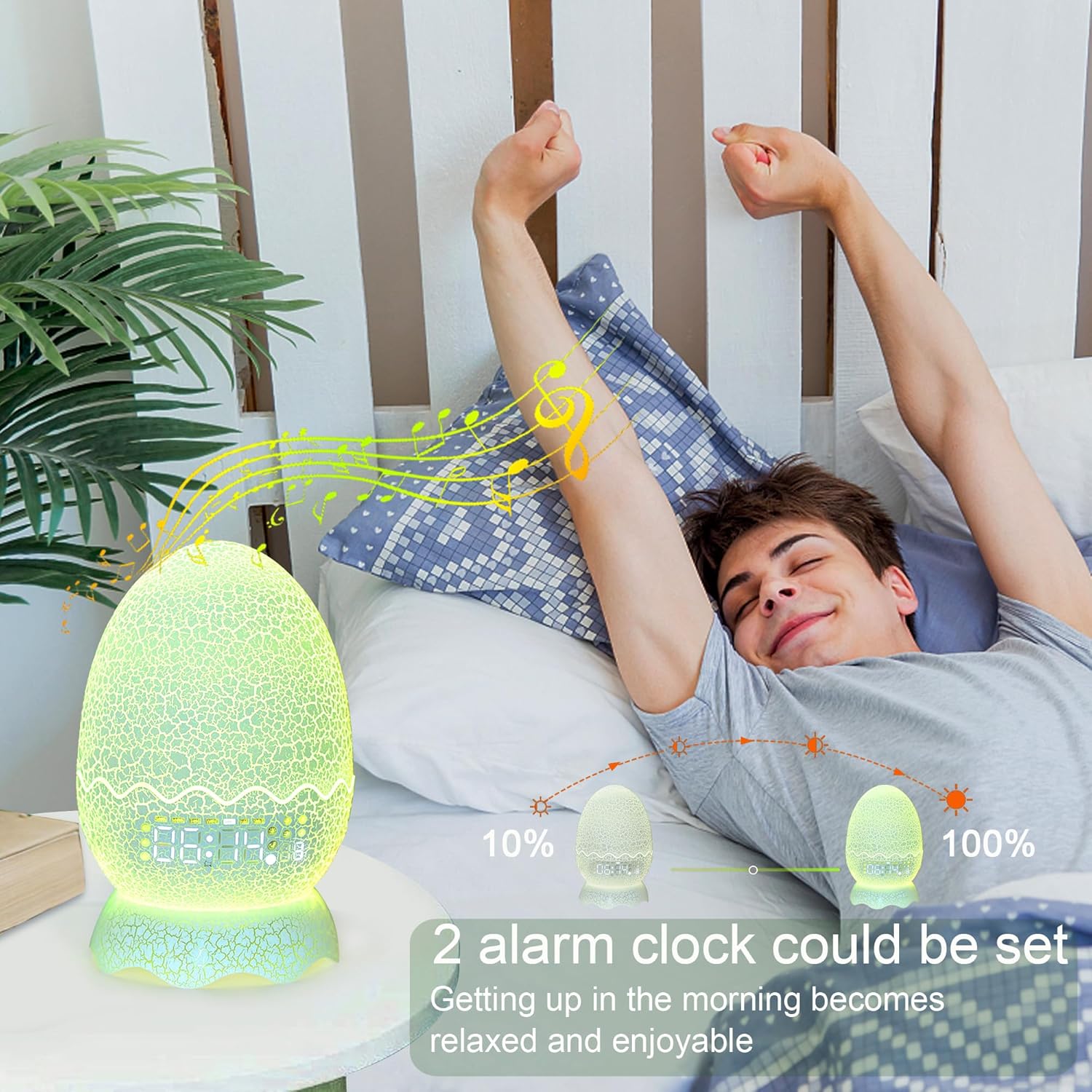 Dinosaur Night Light with Alarm Clock and Bluetooth Speaker