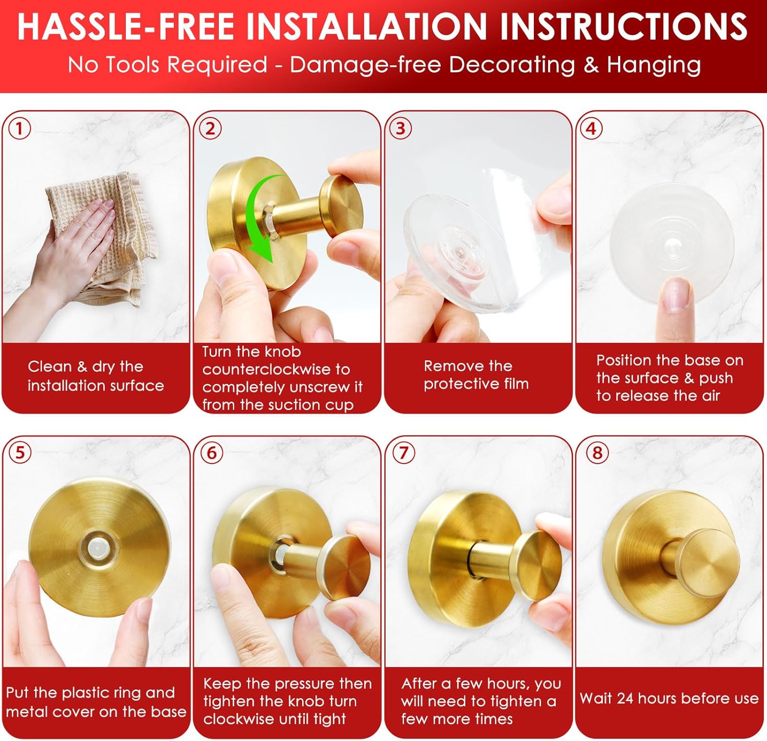 22 LB Gold Wreath Hanger with Suction Cup Hook 2 Pack