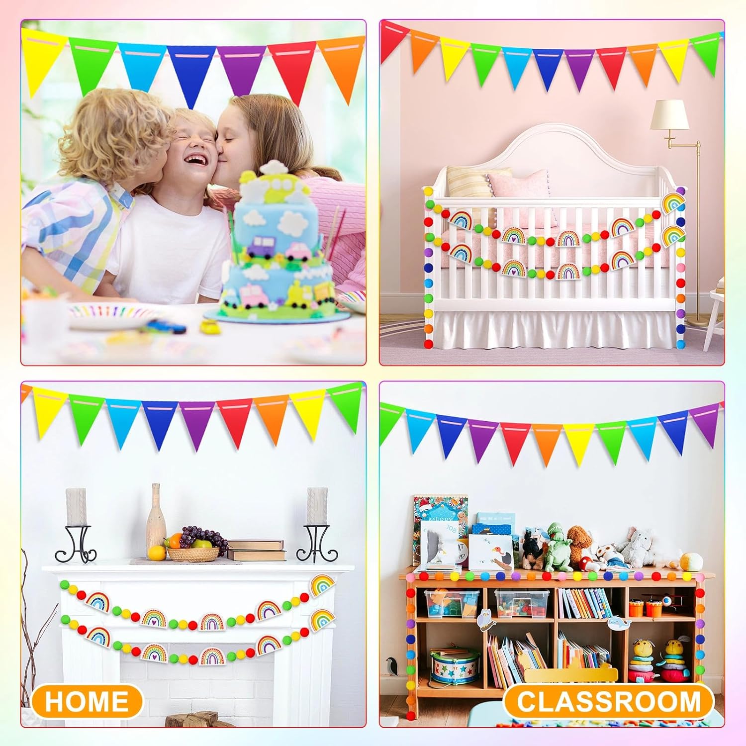 Sumind 5 Pcs Retro Rainbow Classroom Decor Set