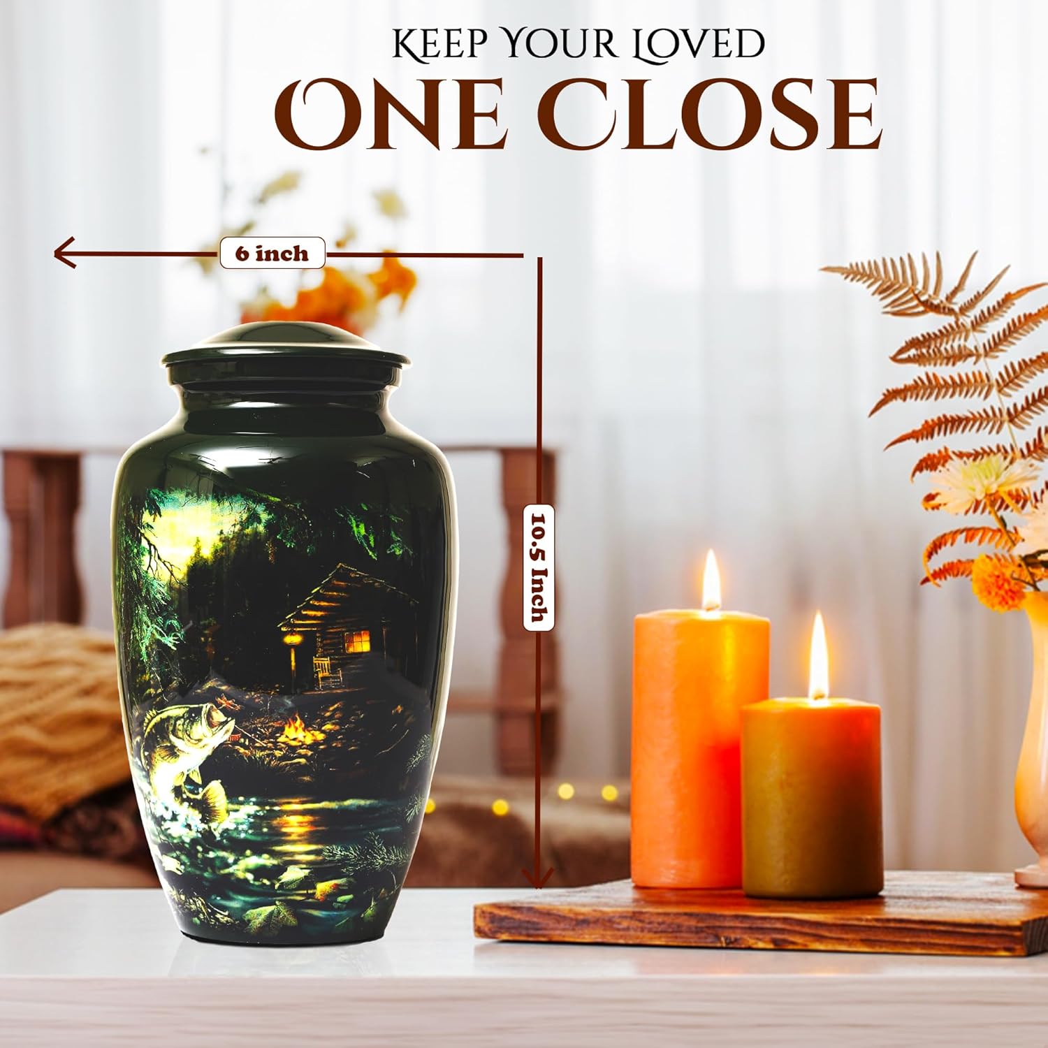 Handcrafted Fishing Urn for Adult Ashes Men Women Memorial