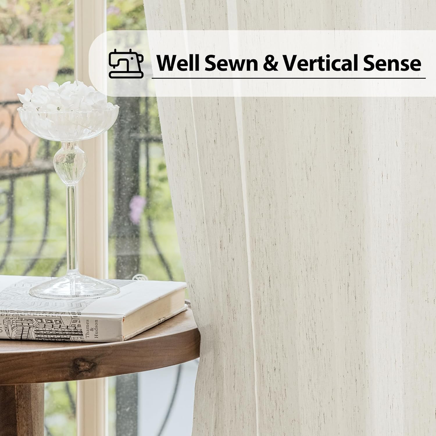 Linen Sheer French Door Curtain Panels 72 Inches Long