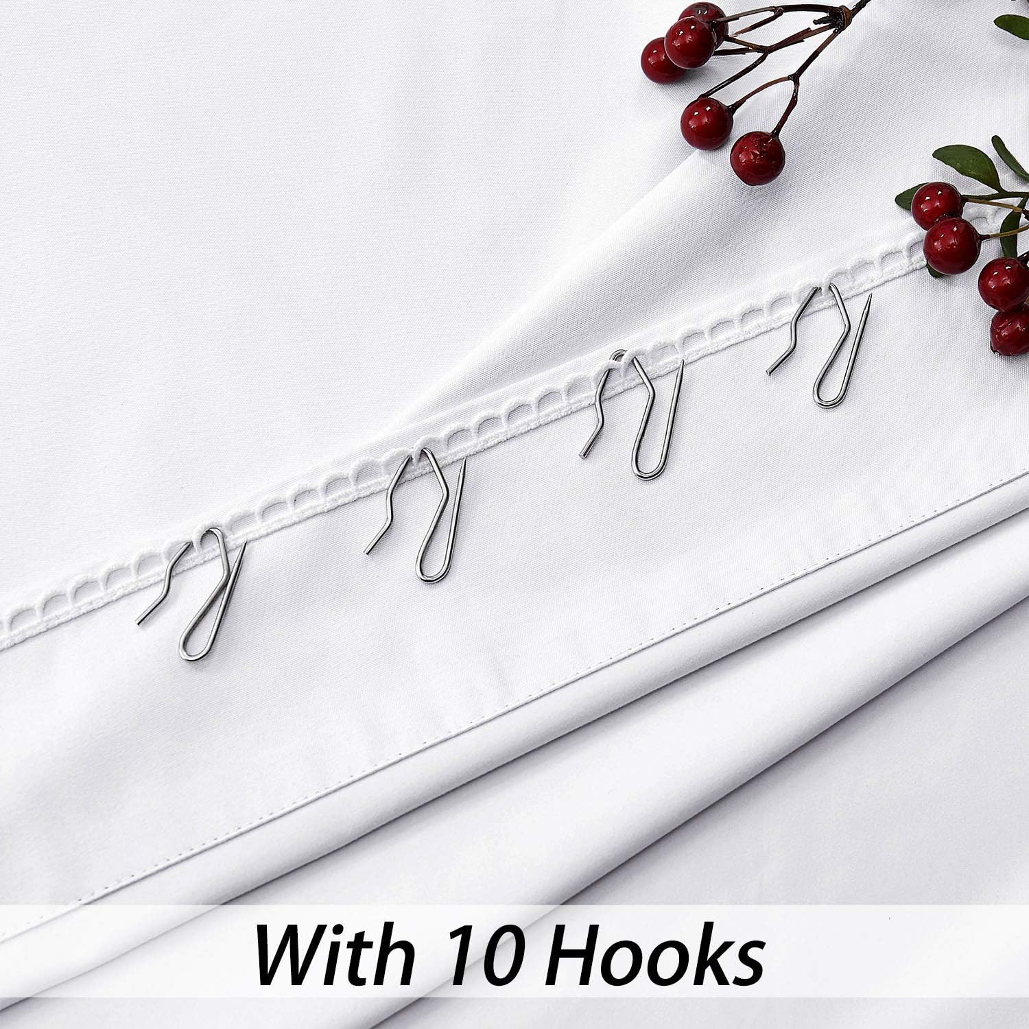 White Full Blackout Curtain Liner Panel Rod Pocket for Bedroom