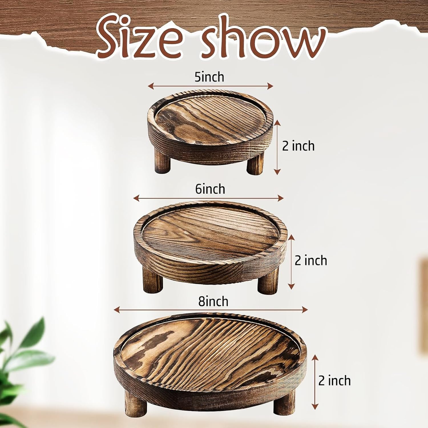 Wood Display Riser Set 3 Piece Rustic Brown
