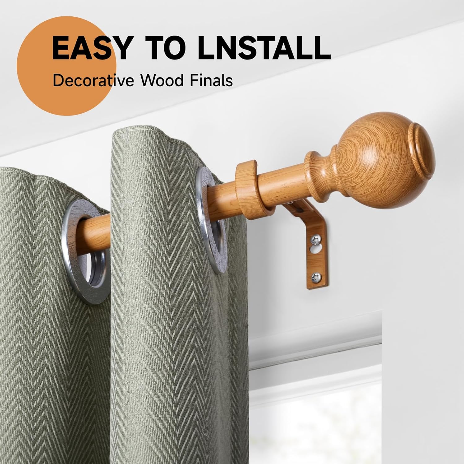 ZNONOX Heavy Duty Wood Curtain Rods 28-120 Inches