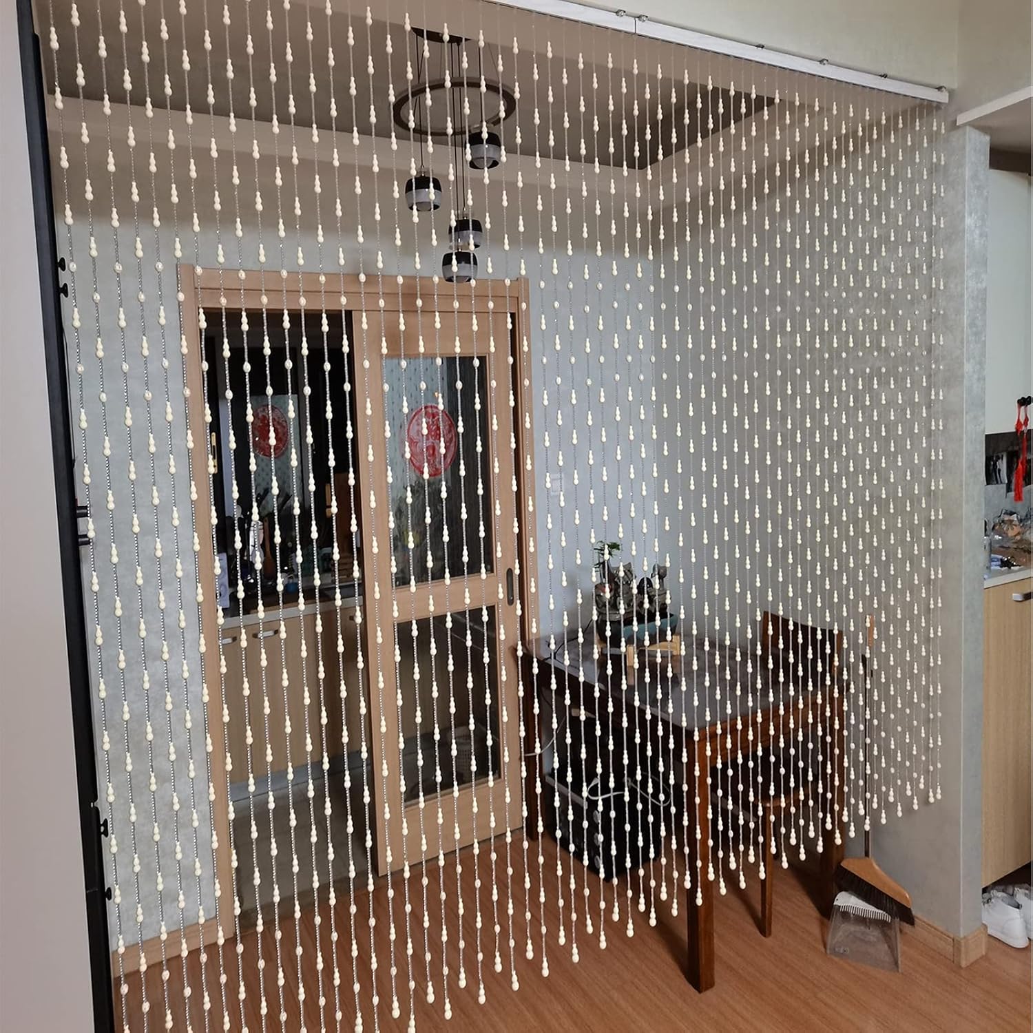 Beaded Partition Curtain Natural Wooden Beads Door Divider