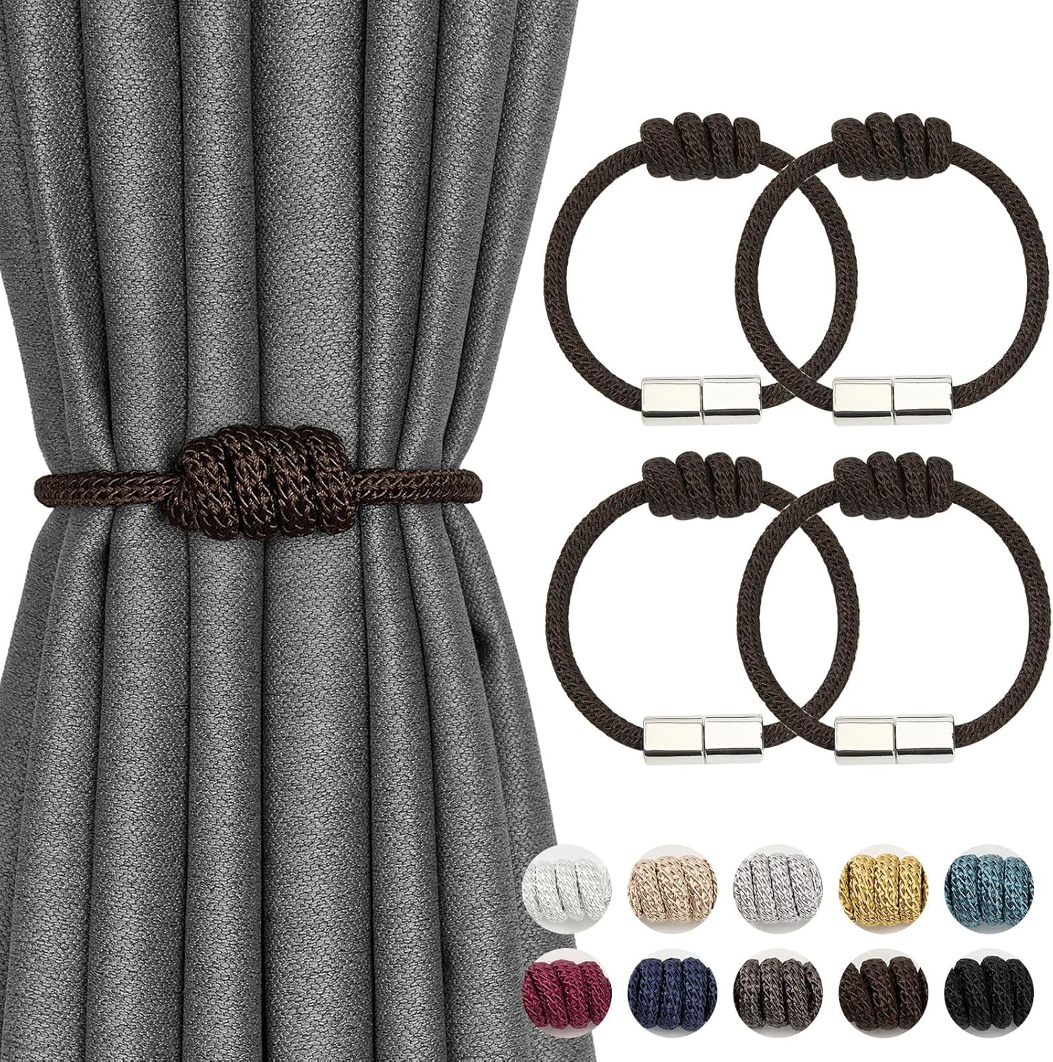 NICEEC 4 Pack Magnetic Curtain Tiebacks Modern Elegant Design